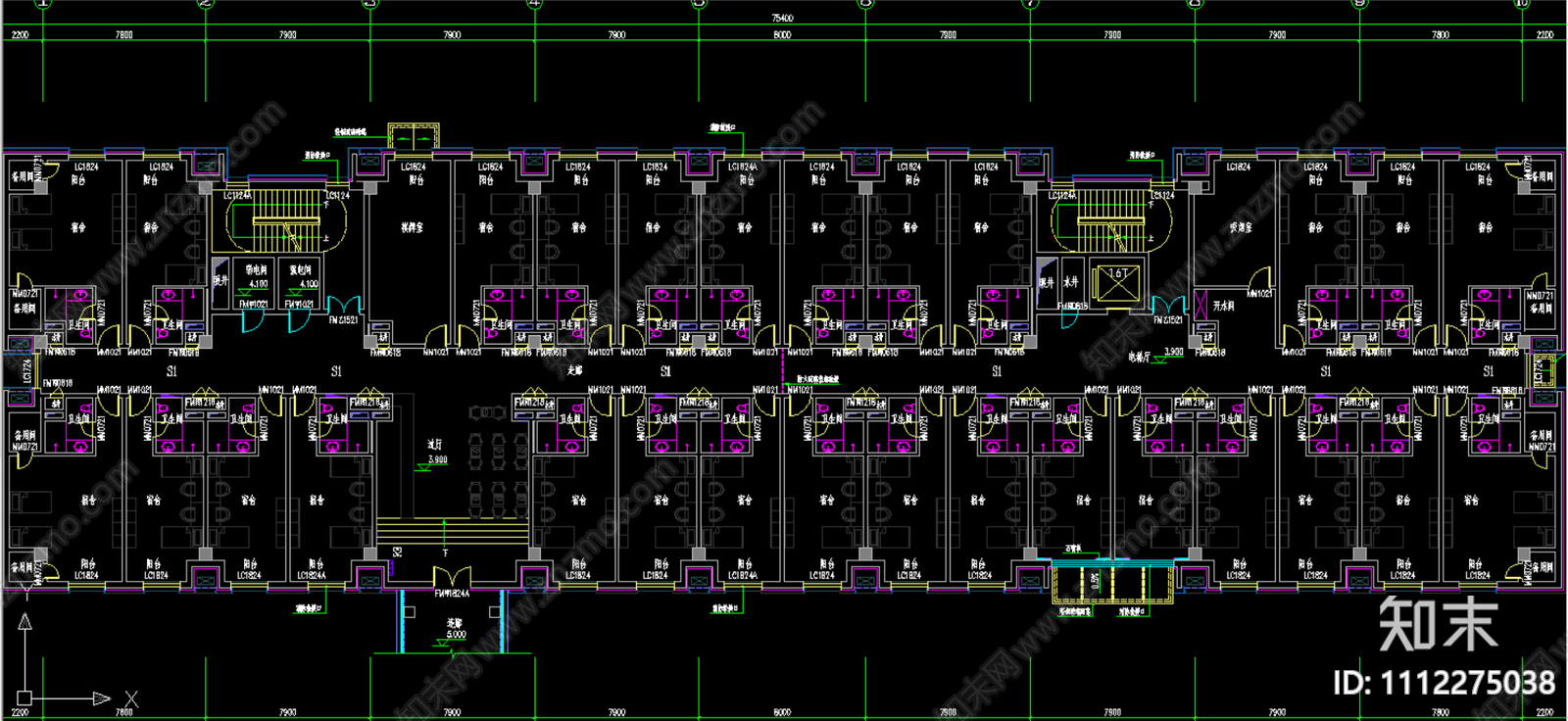 宿舍楼建筑设计施工图下载【ID:1112275038】