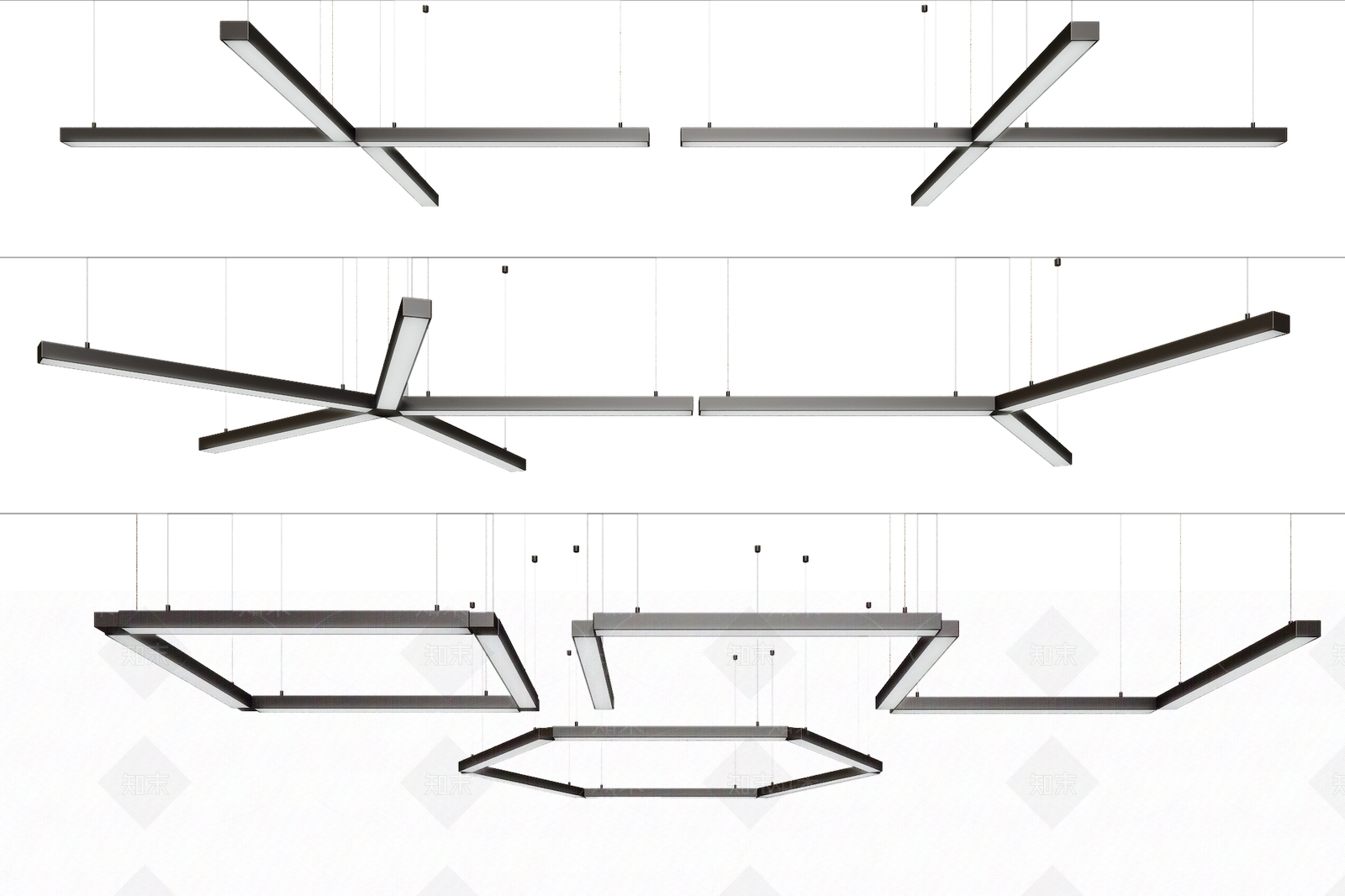 现代办公室吊灯3D模型下载【ID:1112278065】