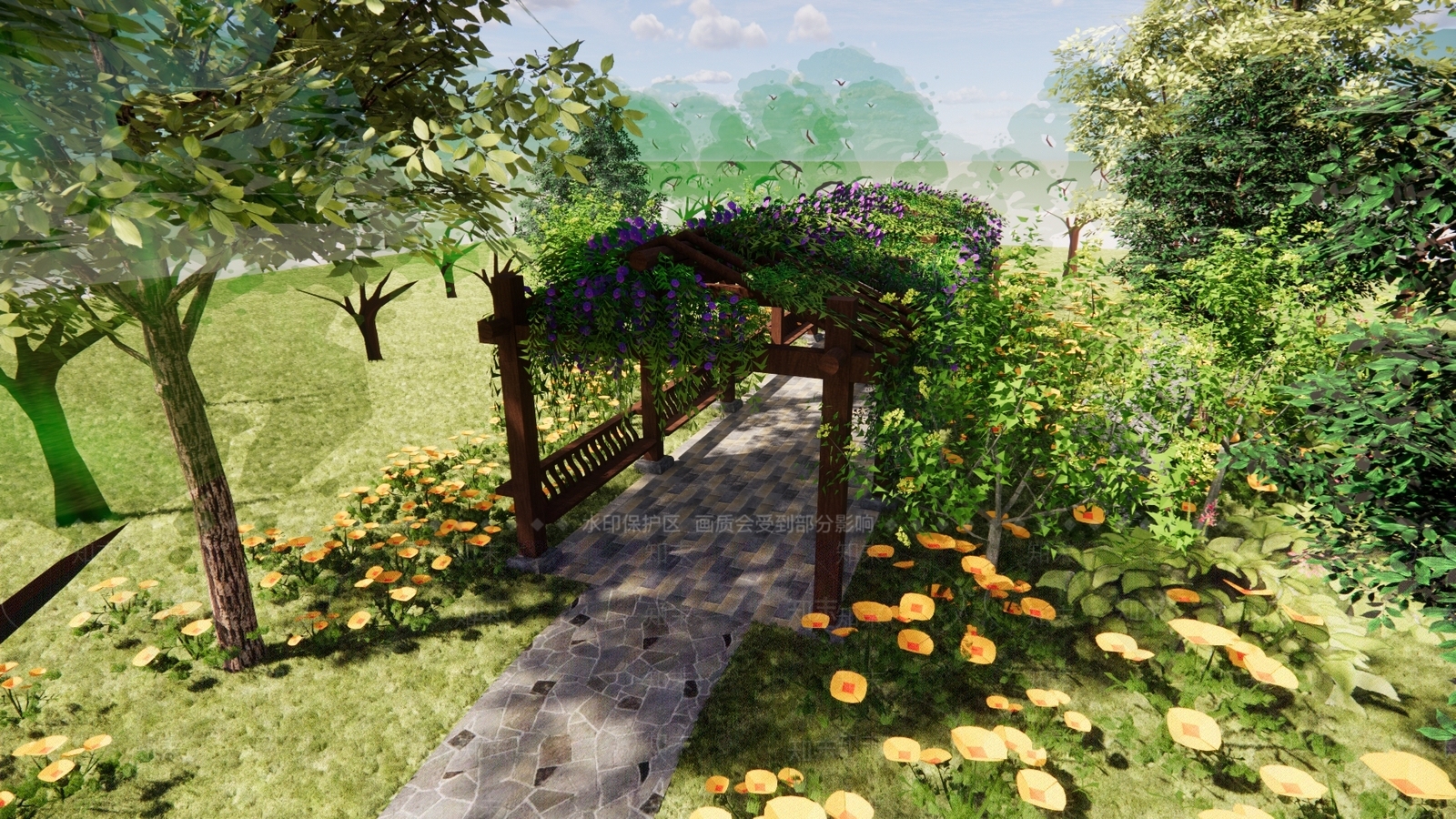 古典廊架SU模型下载【ID:1112279252】