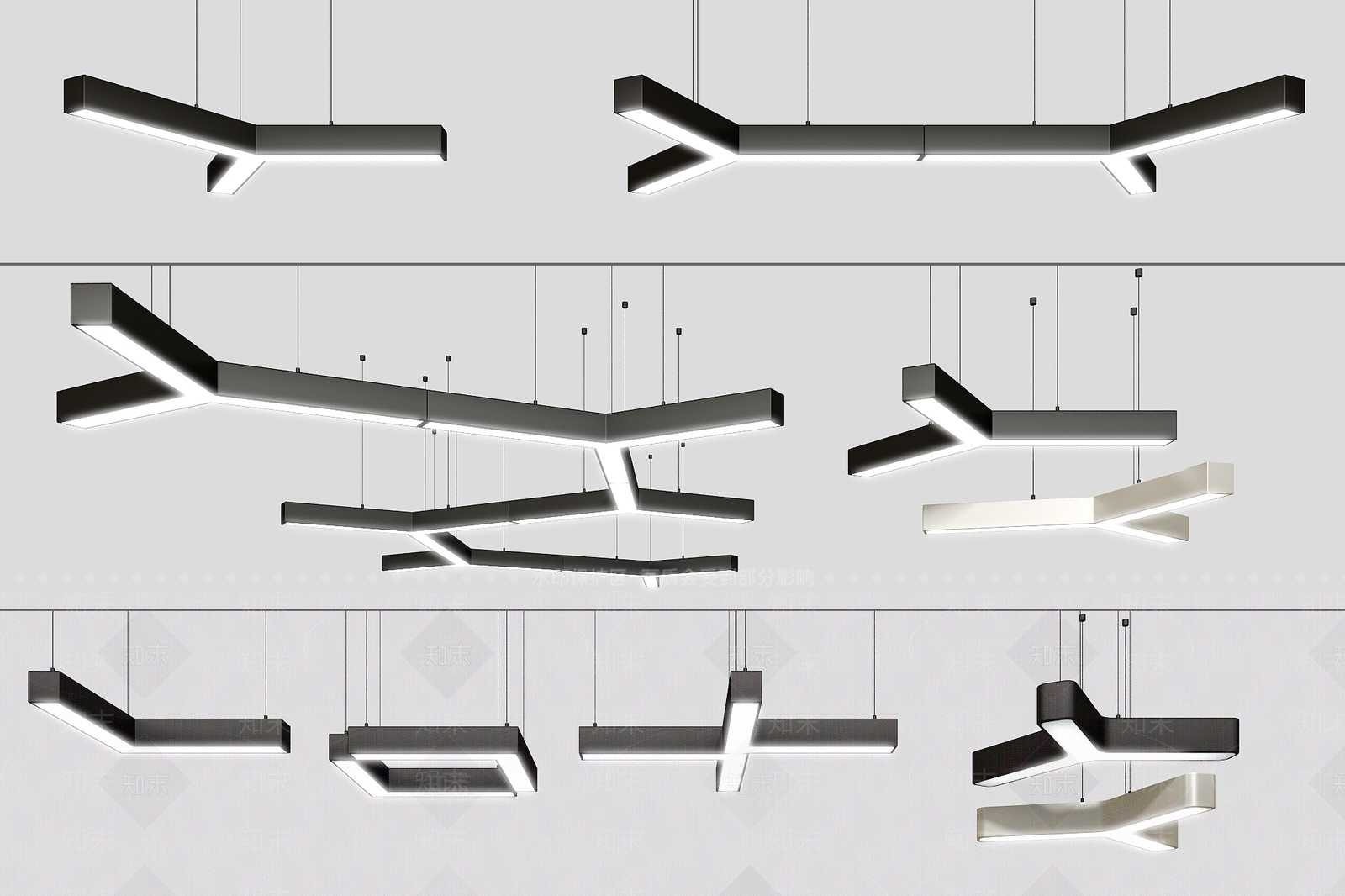 现代办公室吊灯3D模型下载【ID:1112279396】