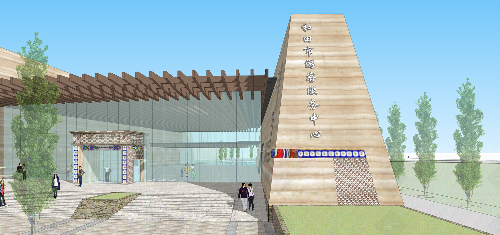 现代游客中心SU模型下载【ID:1112289368】