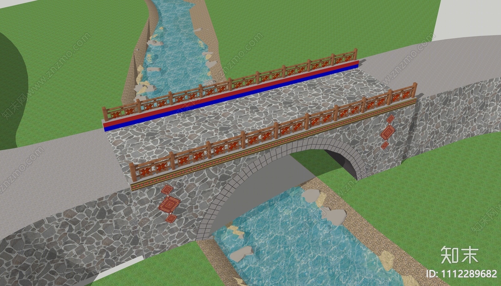新中式乡村桥梁SU模型下载【ID:1112289682】