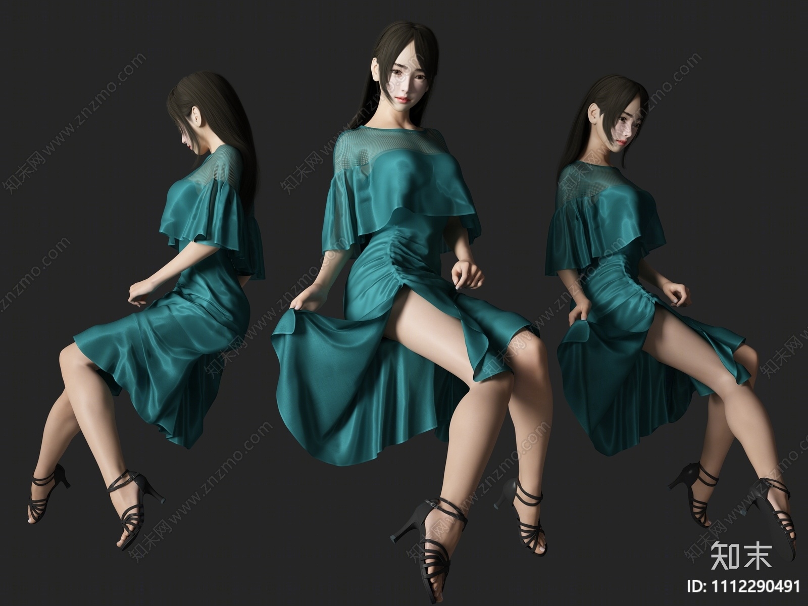 现代模特女人3D模型下载【ID:1112290491】