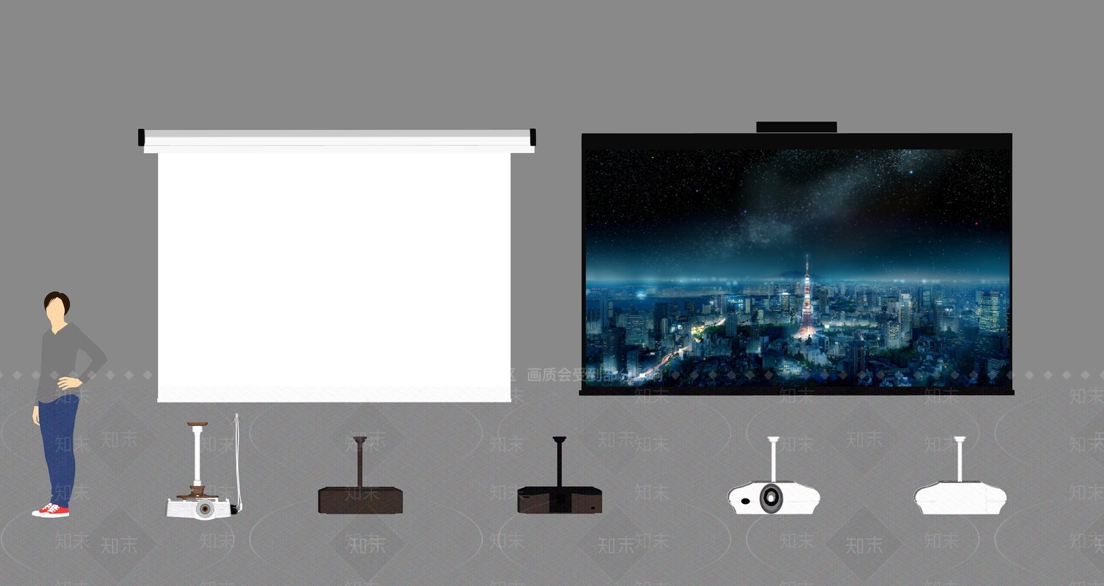 现代投影幕布SU模型下载【ID:1112305240】