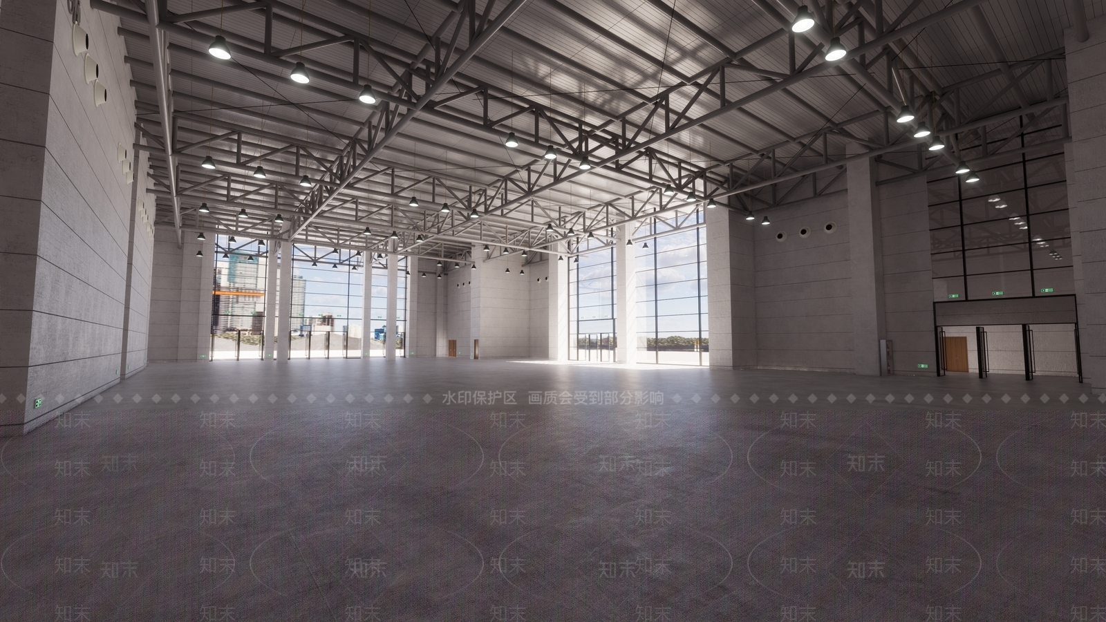 现代展览馆建筑内部SU模型下载【ID:1112648888】