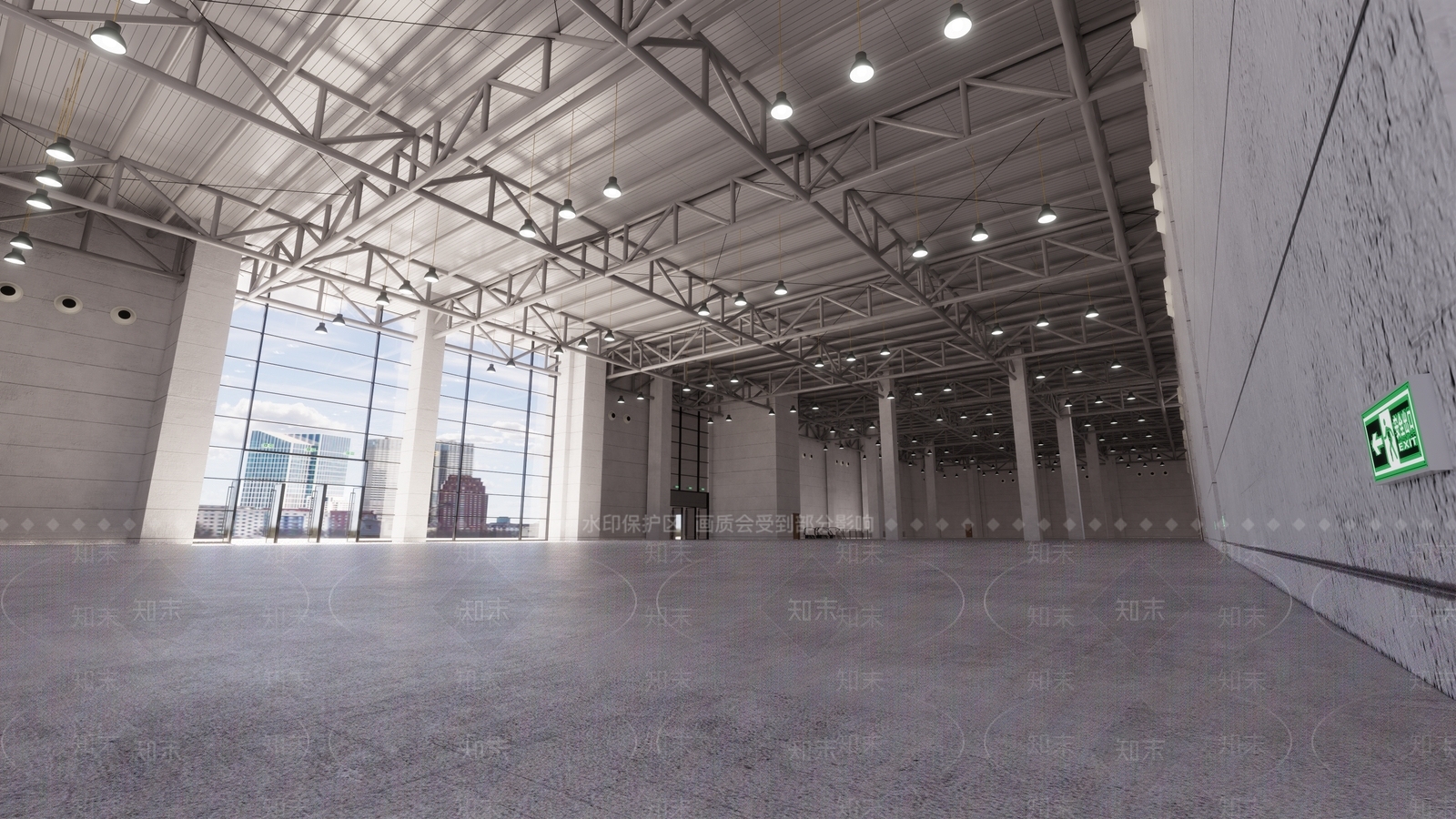 现代展览馆建筑内部SU模型下载【ID:1112648888】
