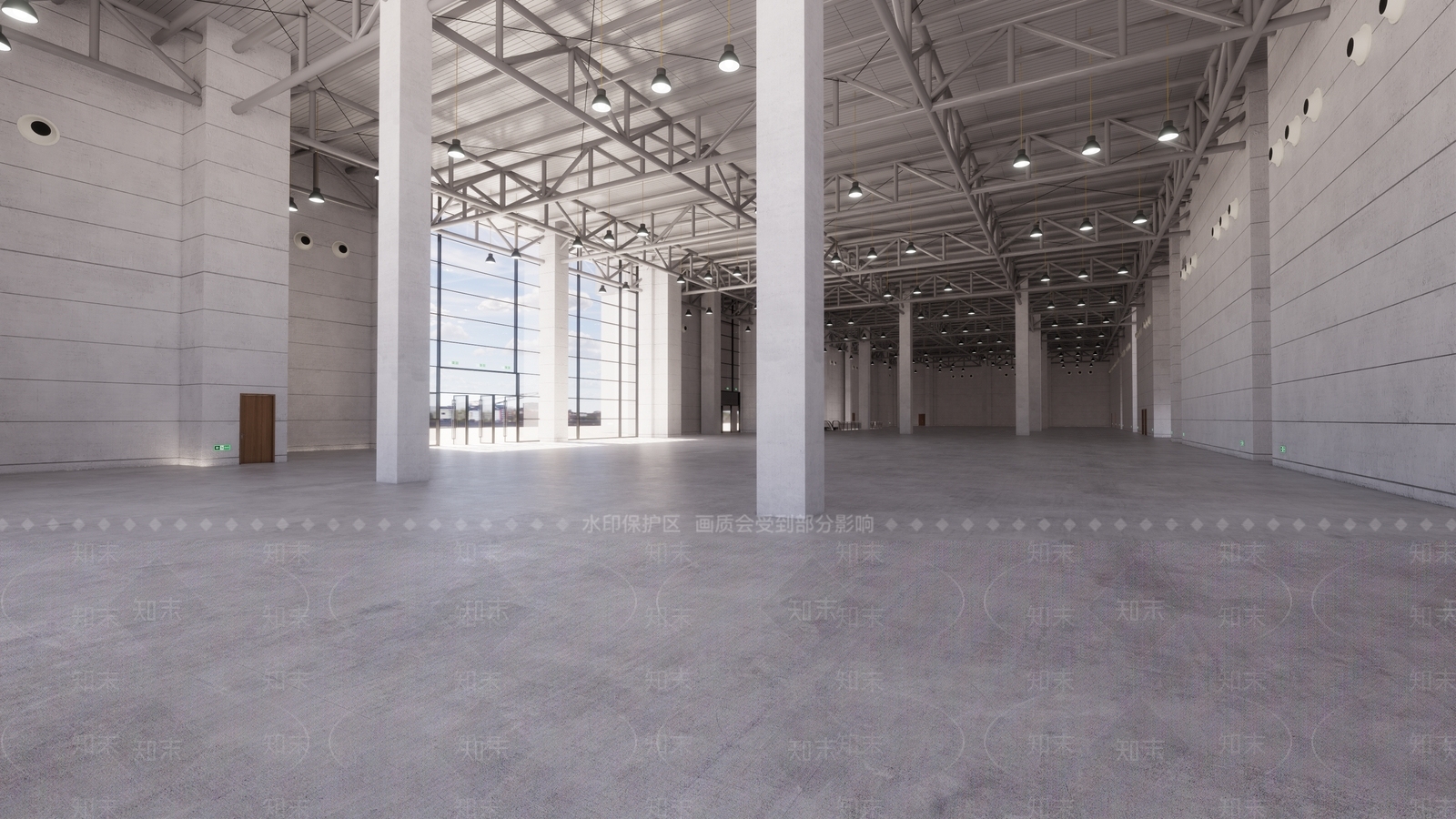 现代展览馆建筑内部SU模型下载【ID:1112648888】