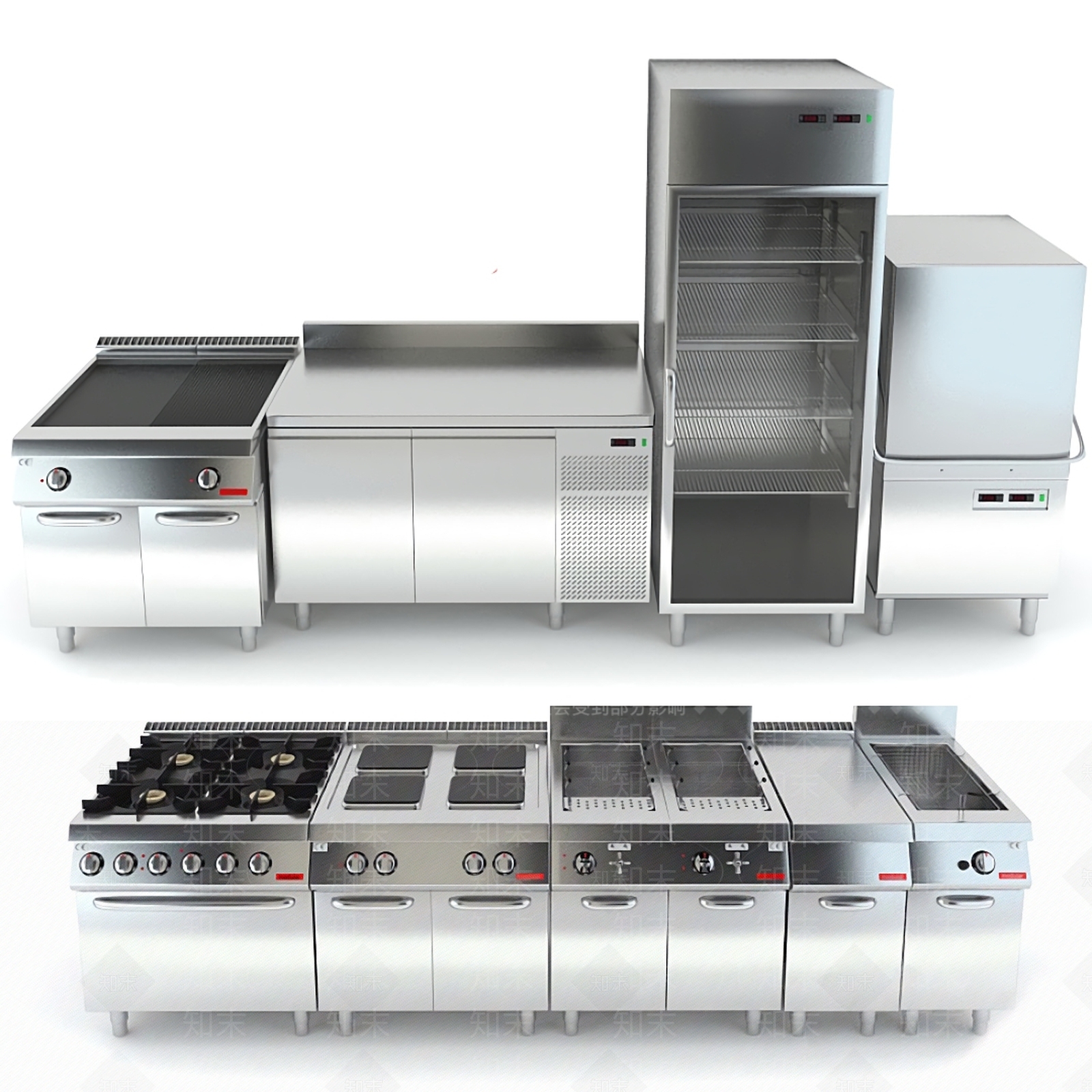 现代酒店厨房器材3D模型下载【ID:1112311575】