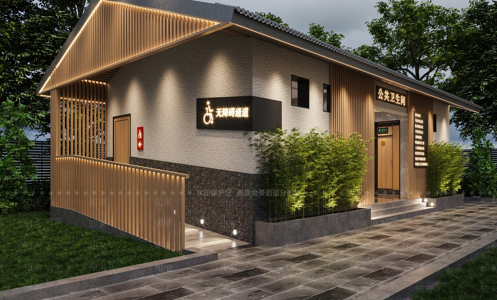 现代公共厕所外观3D模型下载【ID:1112316332】