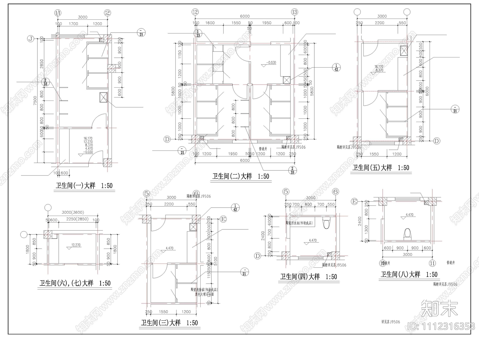 楼梯电梯卫生间大样施工图下载【ID:1112316353】