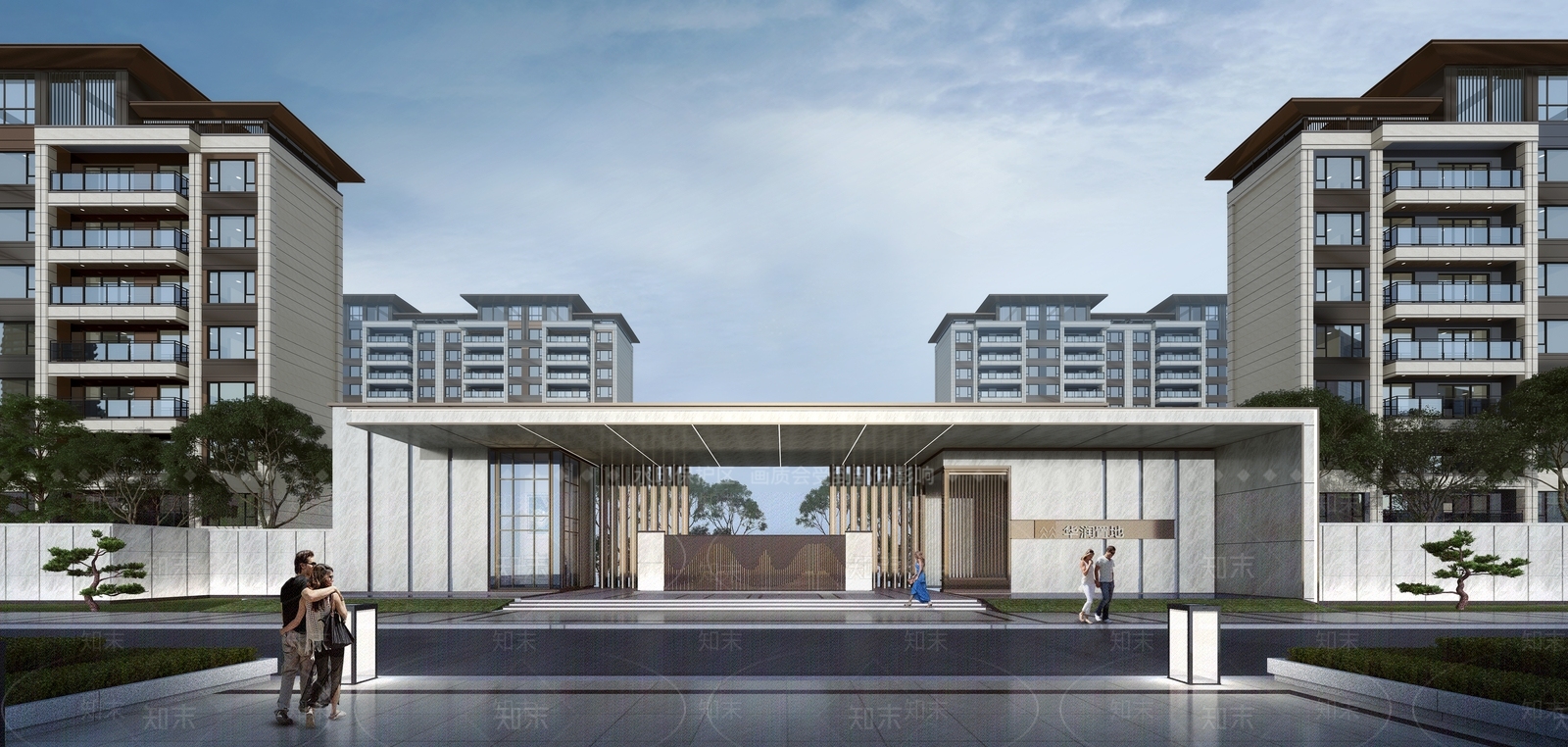 现代风格小区大门SU模型下载【ID:1112321788】