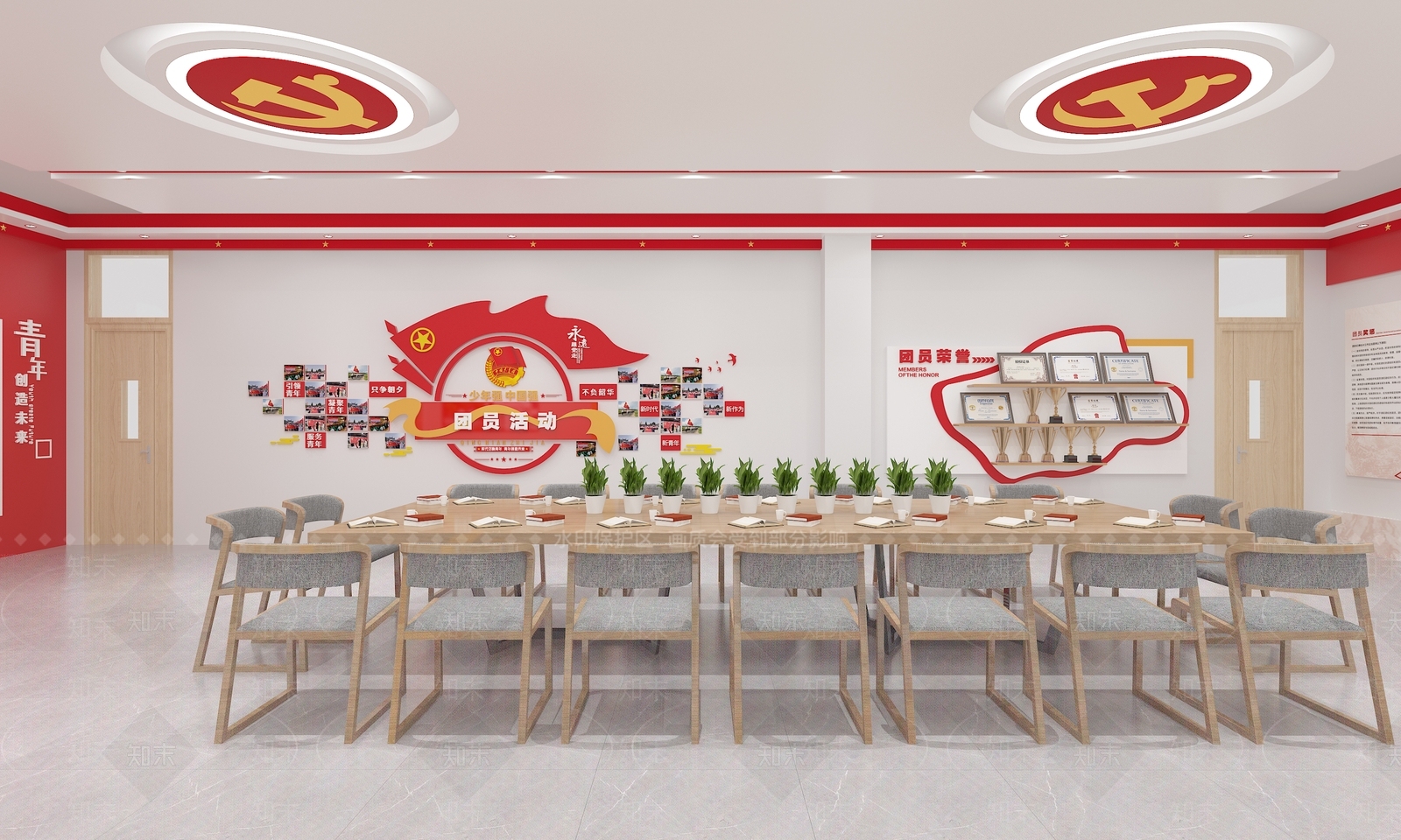 现代党建会议室3D模型下载【ID:1112323145】