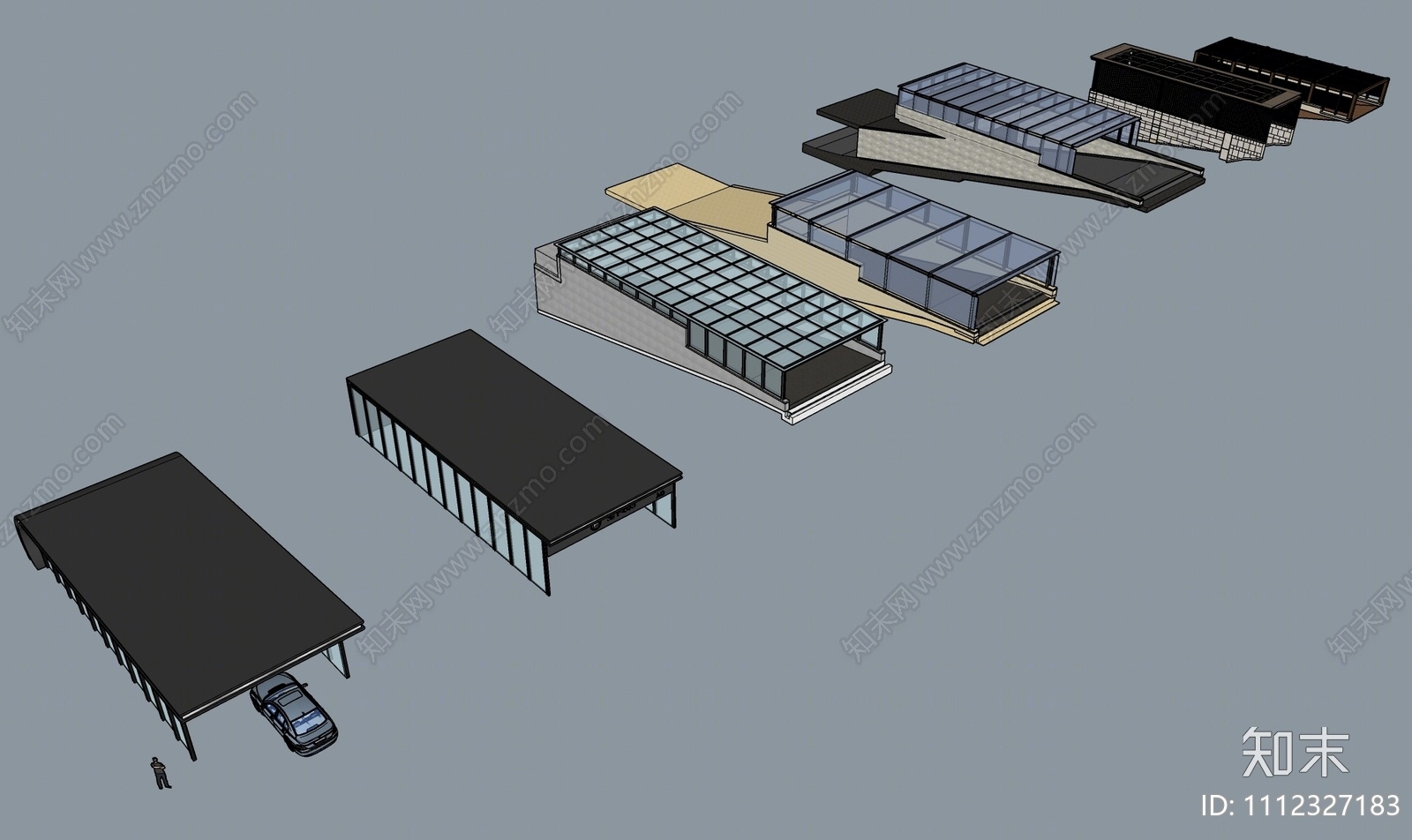 现代停车场入口SU模型下载【ID:1112327183】