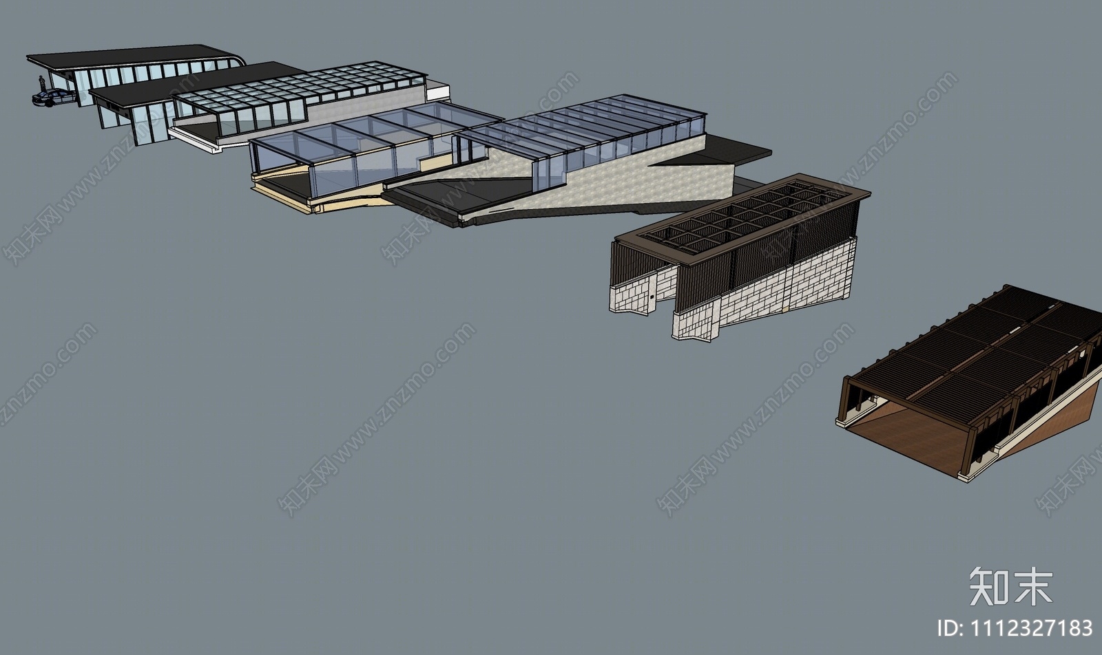 现代停车场入口SU模型下载【ID:1112327183】