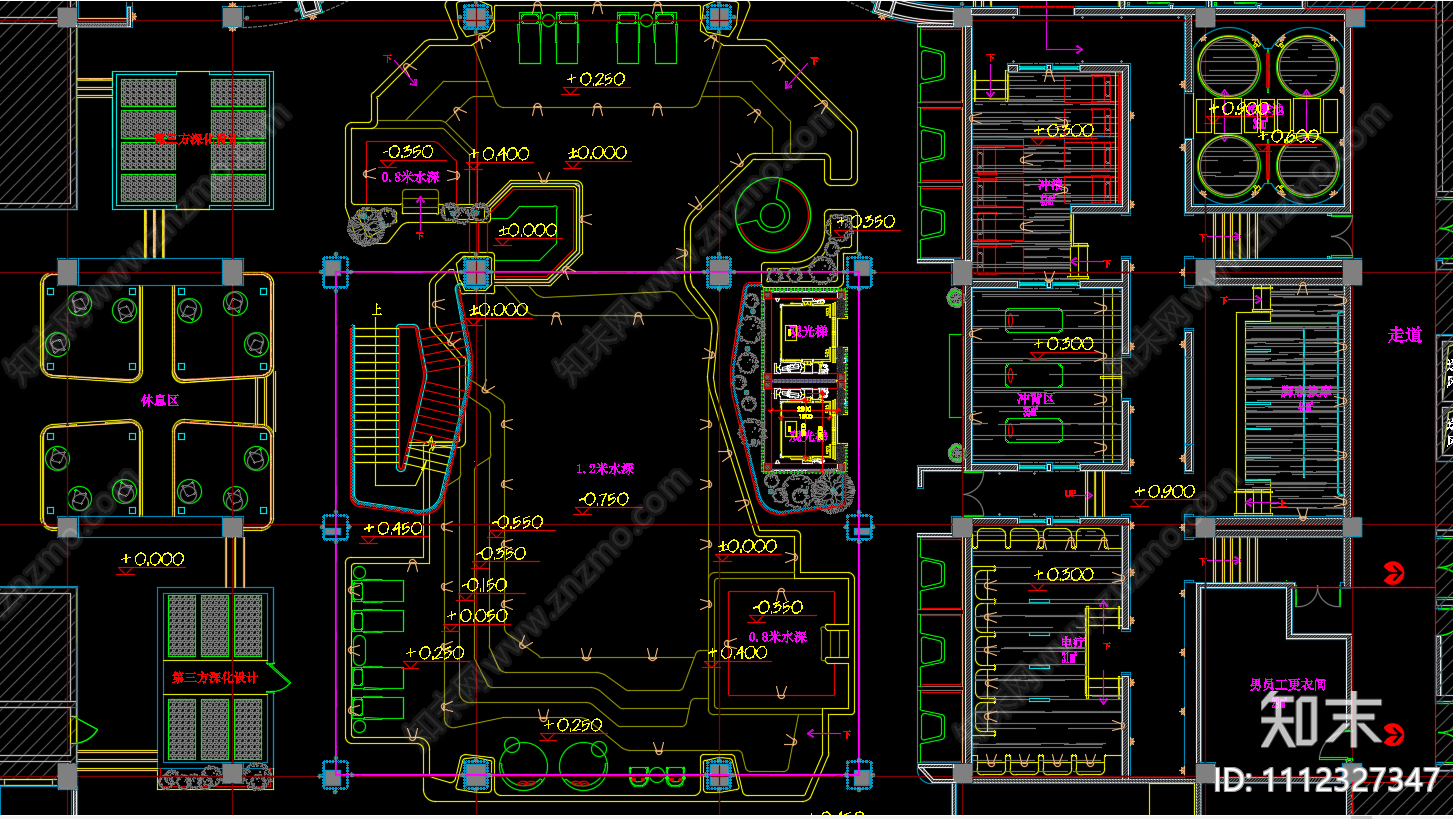 休闲会所洗浴中心方案cad施工图下载【ID:1112327347】