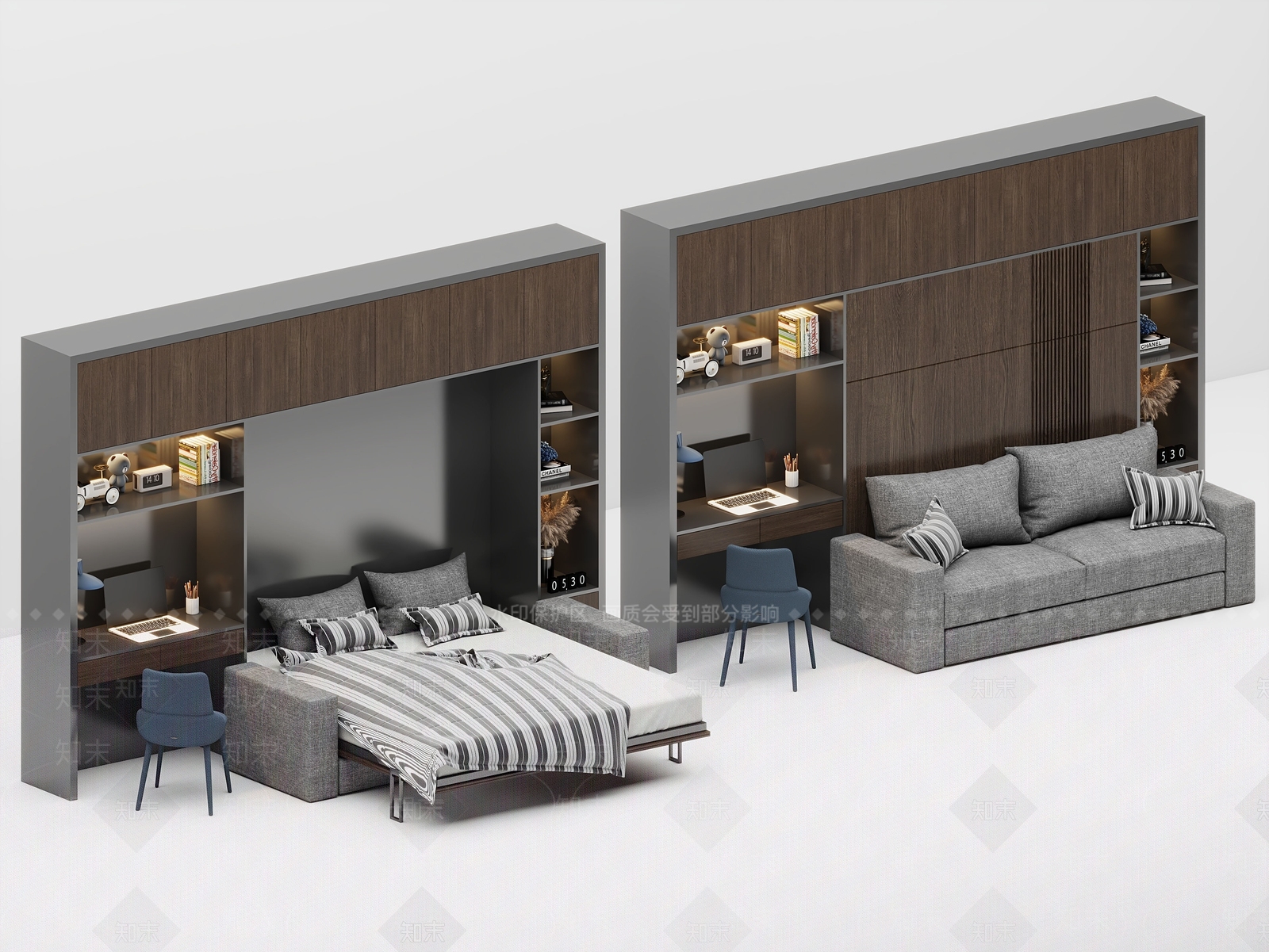 现代沙发折叠床3D模型下载【ID:1112331797】