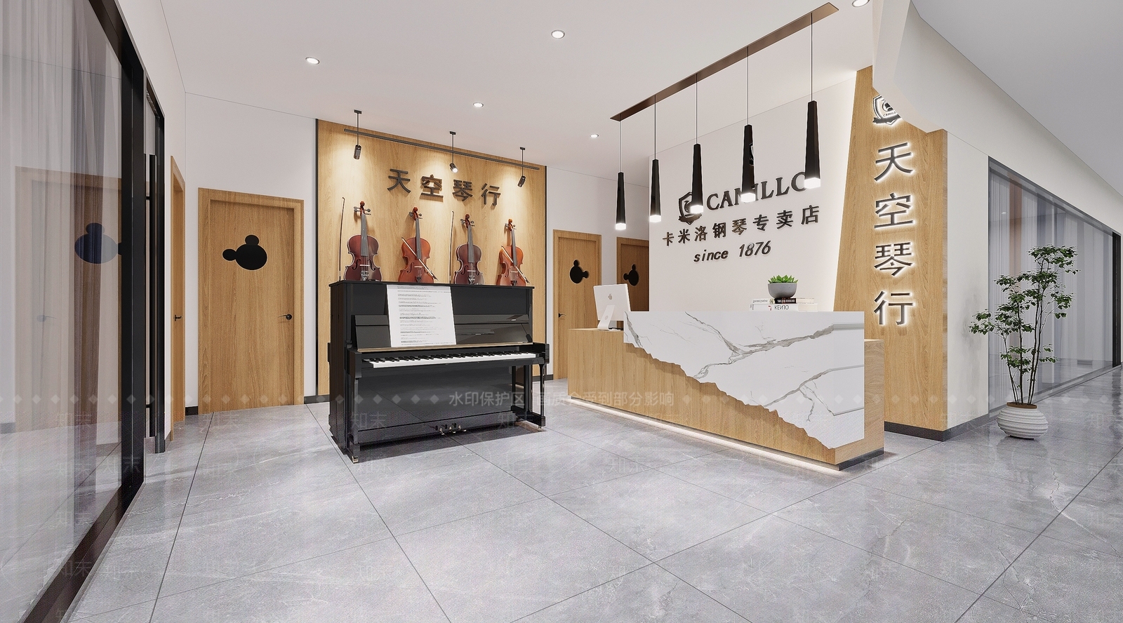 现代琴行3D模型下载【ID:1112333810】