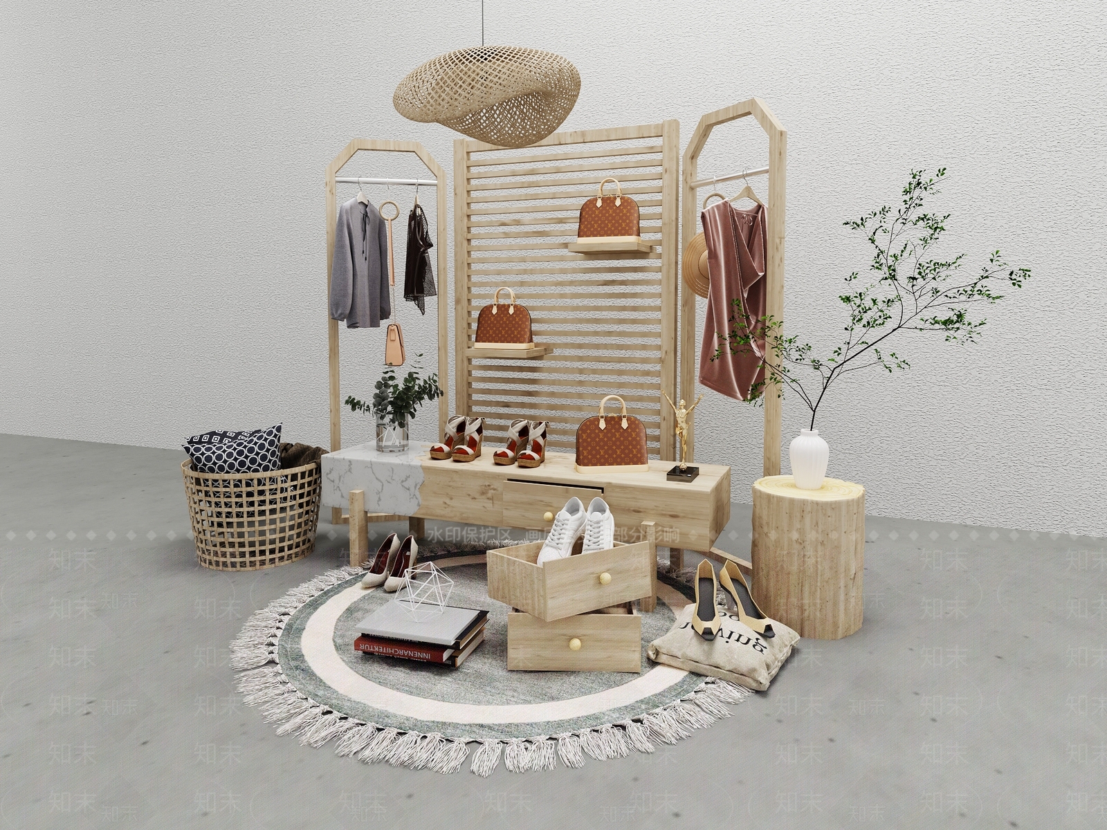 现代服装展架SU模型下载【ID:1112340287】