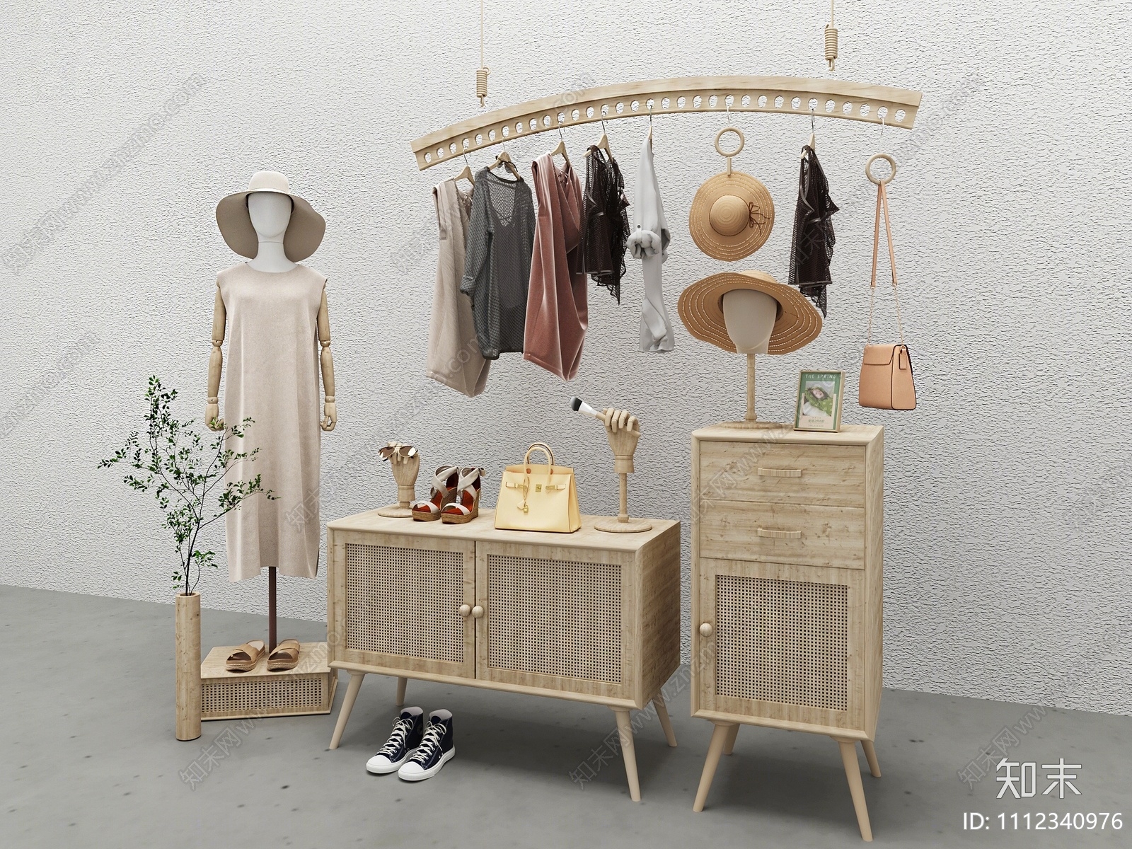 现代服装店展示架3D模型下载【ID:1112340976】