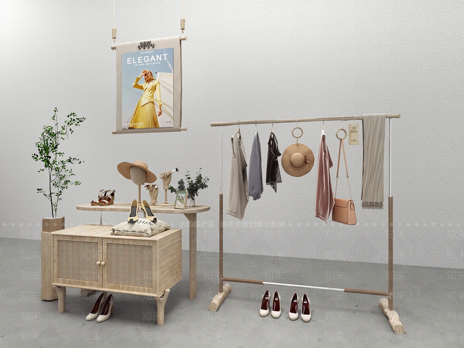 现代服装展架SU模型下载【ID:1112342064】