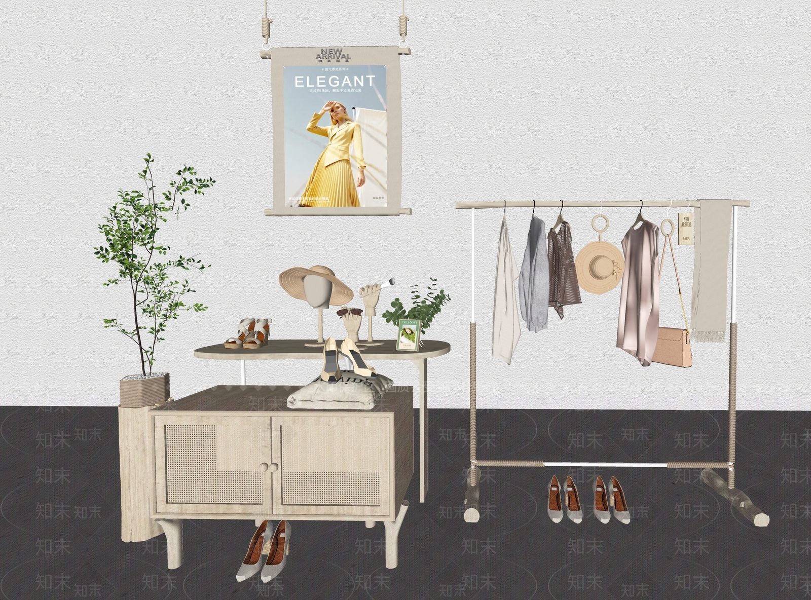 现代服装展架SU模型下载【ID:1112342064】