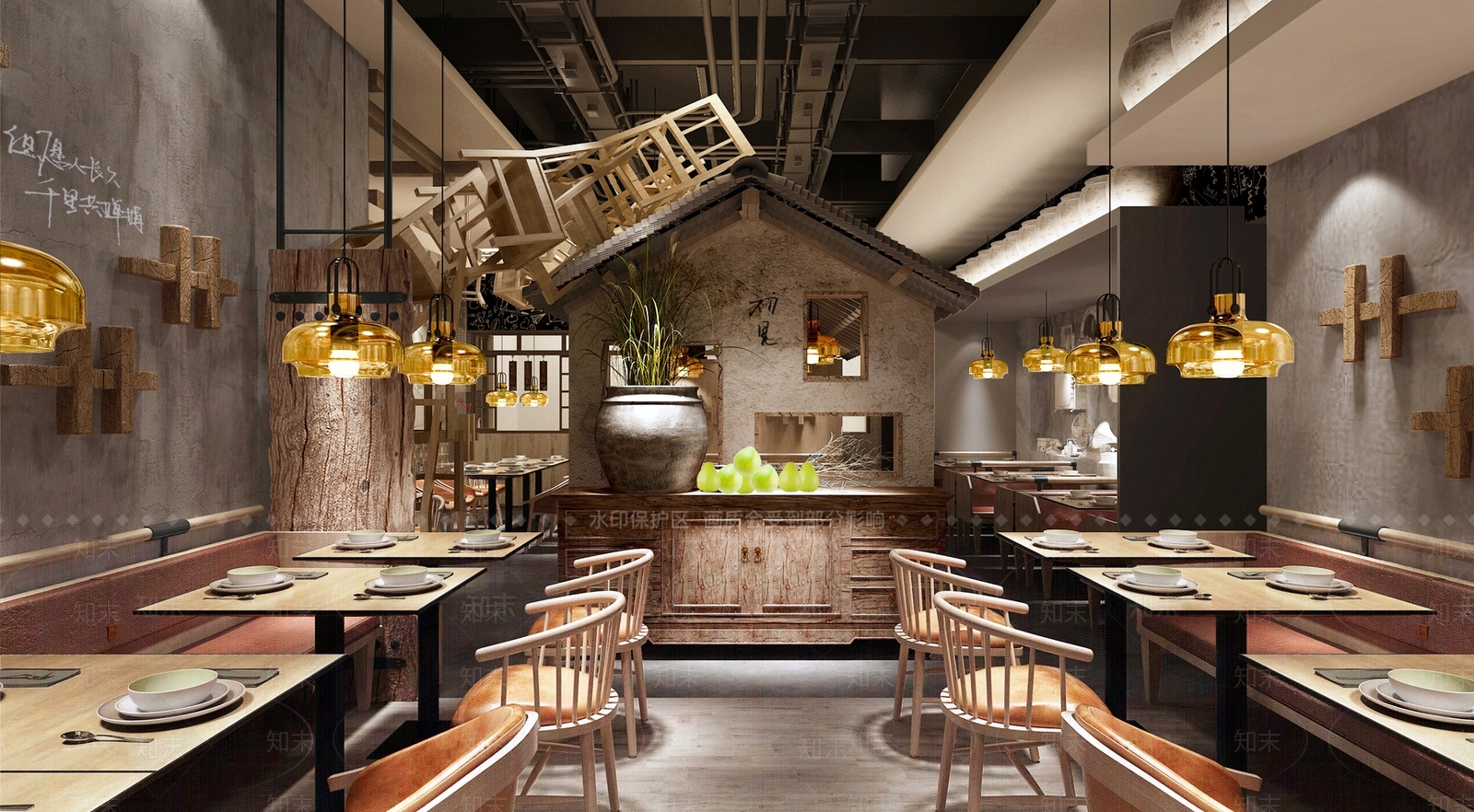 新中式酒店餐厅3D模型下载【ID:1221473190】