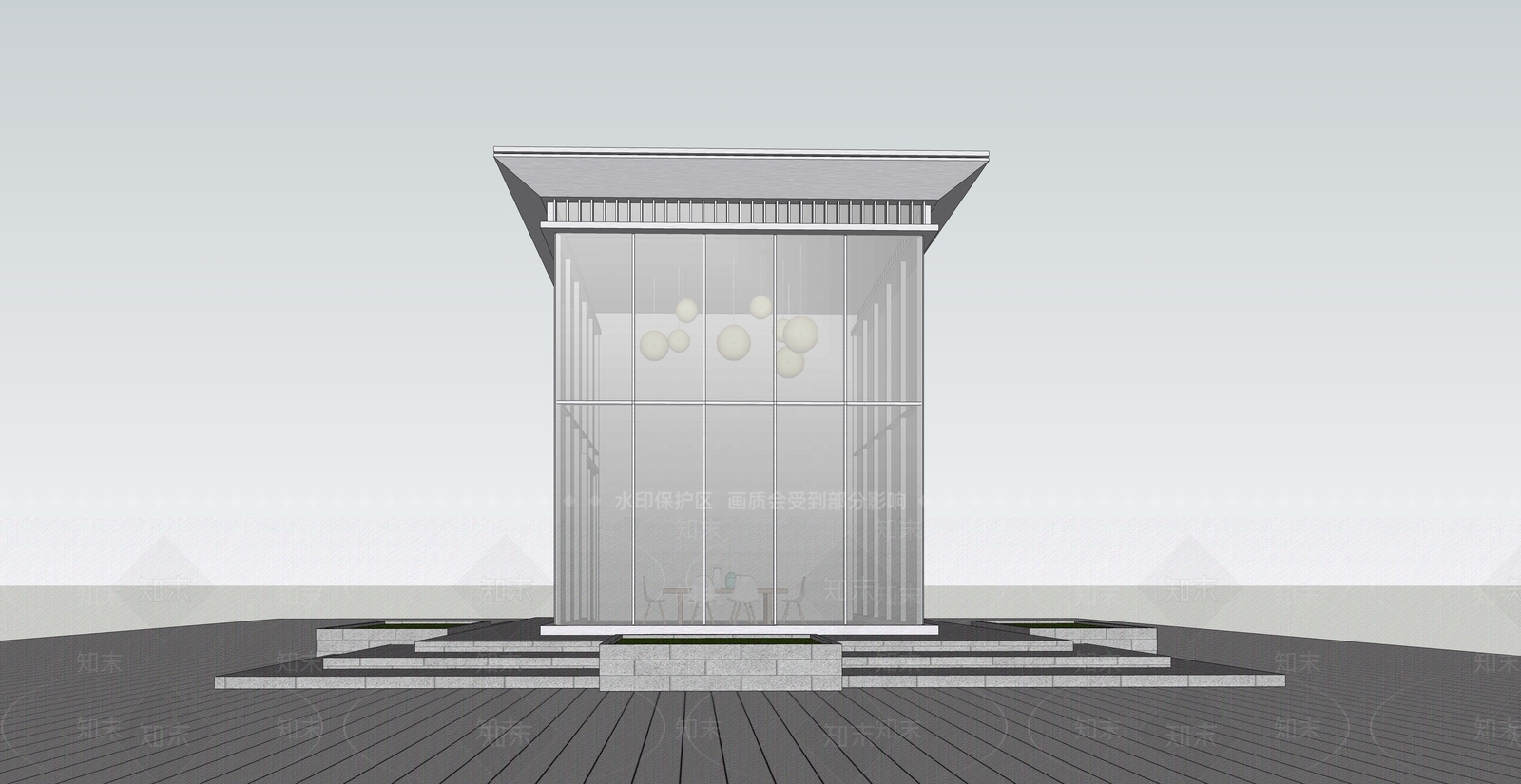 现代餐饮建筑SU模型下载【ID:1112345674】