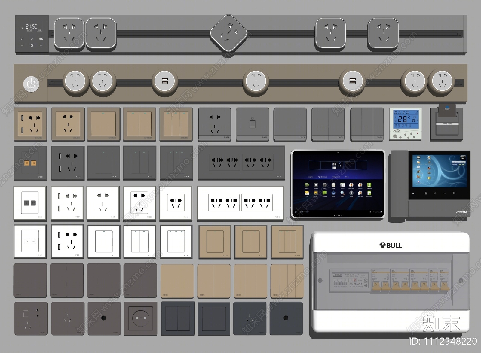 现代开关插座组合SU模型下载【ID:1112348220】