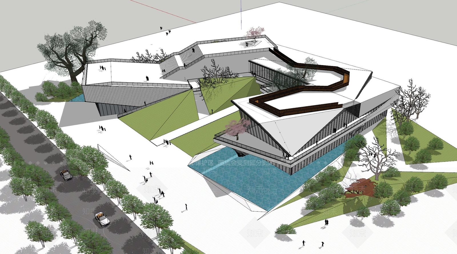 展览馆建筑SU模型精品下载_SketchUp模型_知末网