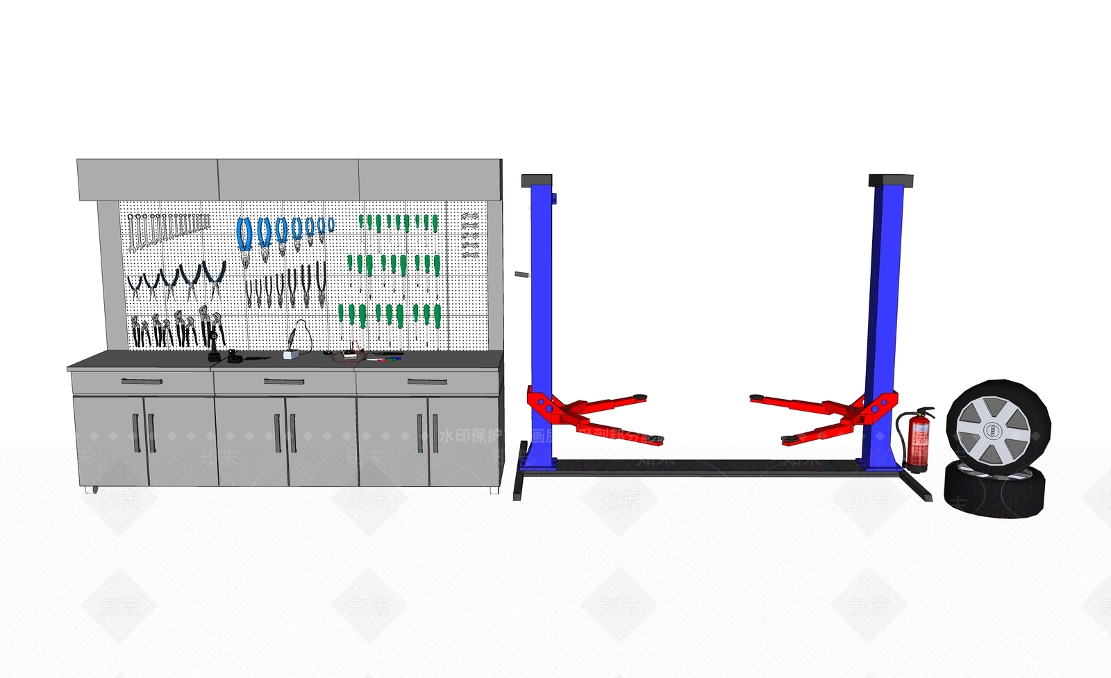 现代汽车维修工具SU模型下载【ID:1112352031】