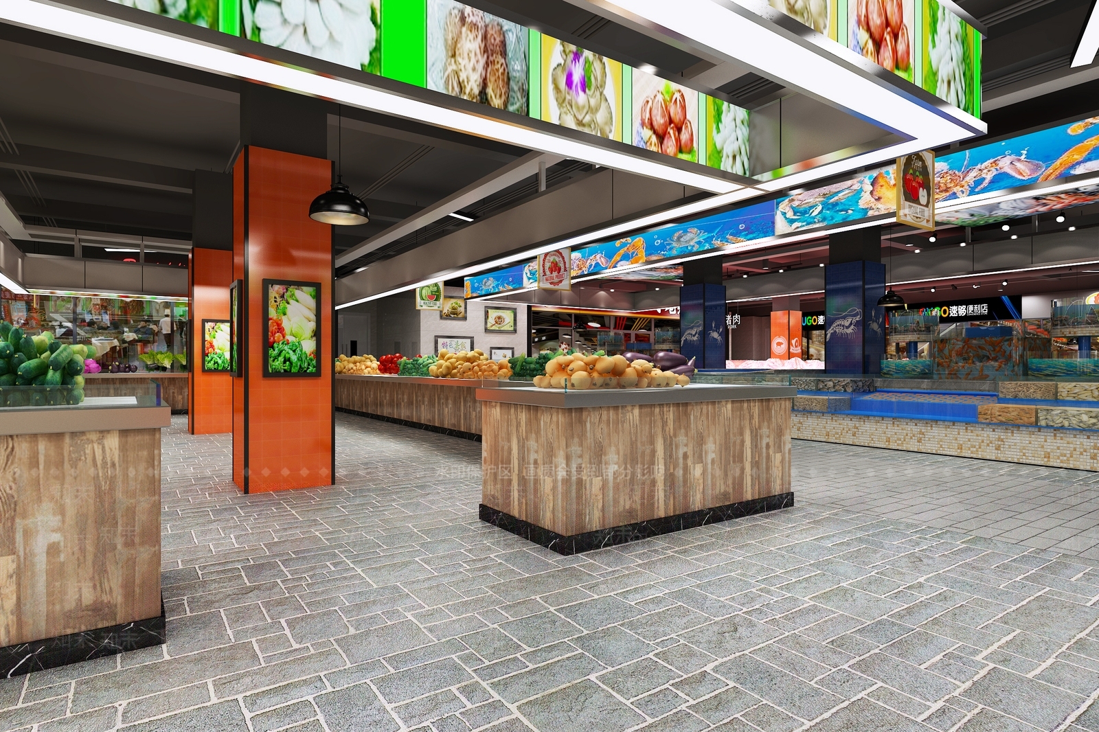 工业风美食街3D模型下载【ID:1112362611】