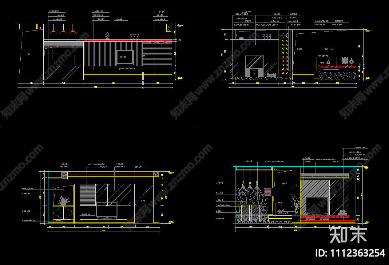 184套客厅装修CAD图集cad施工图下载【ID:1112363254】