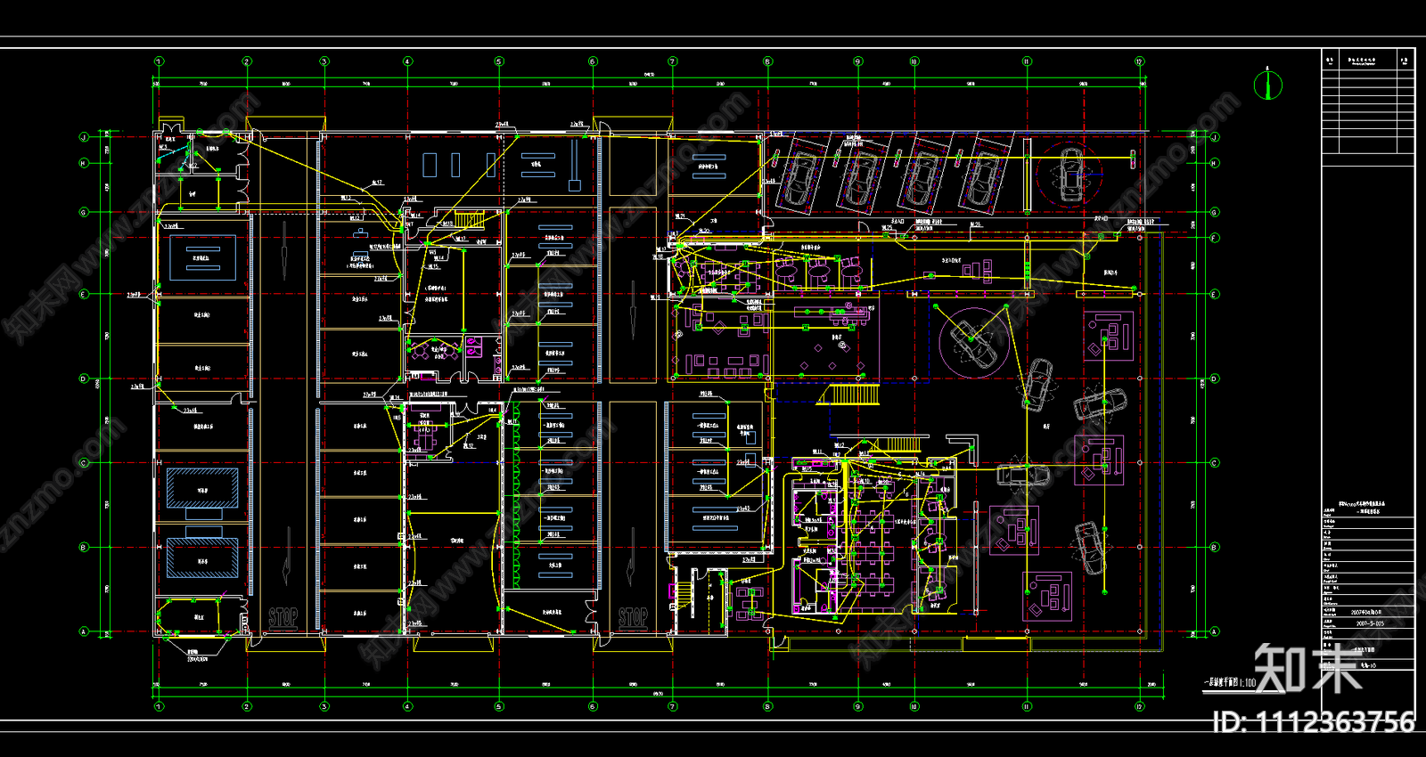 汽车销售服务厅建筑电气CAD施工图施工图下载【ID:1112363756】