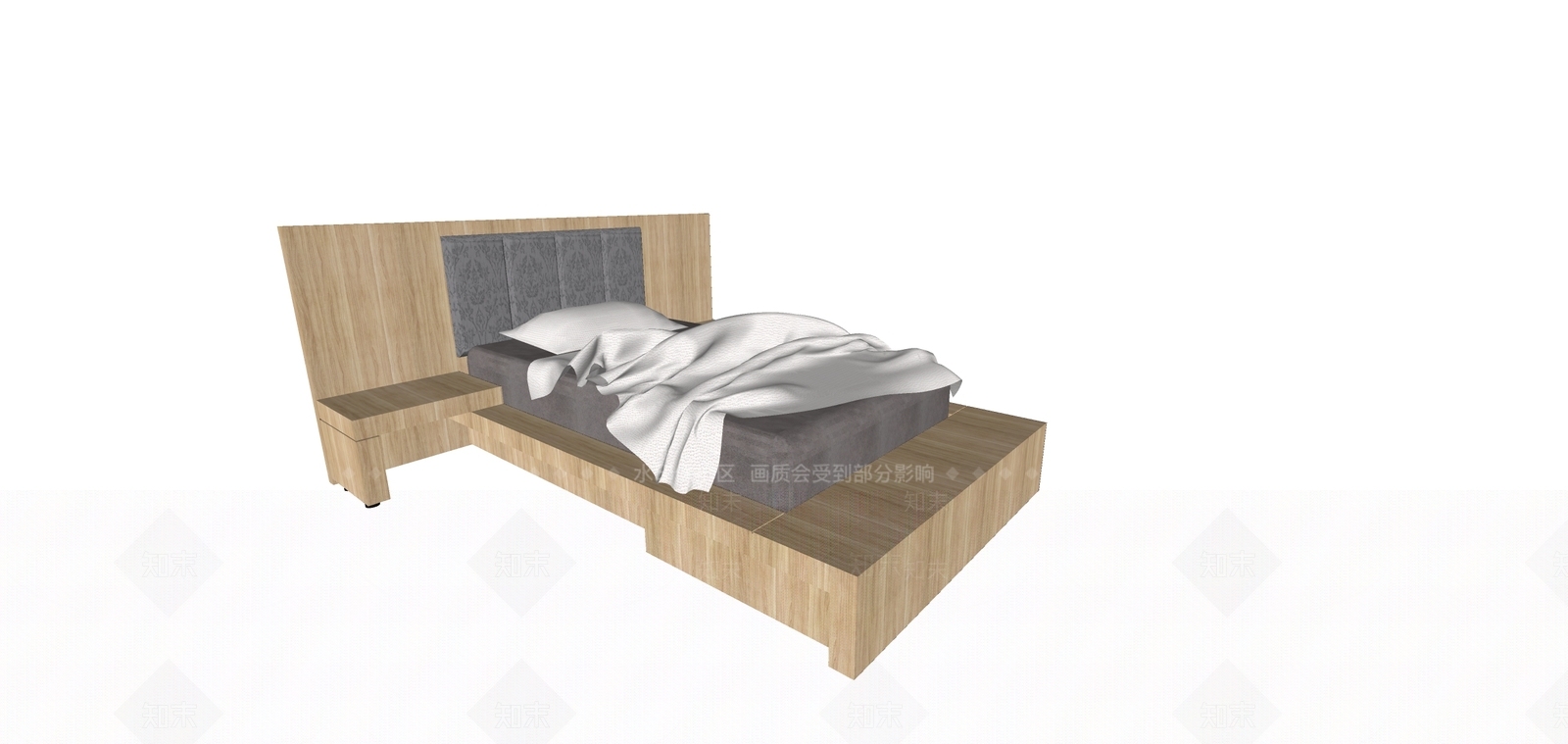 现代单人床SU模型下载【ID:1112369631】