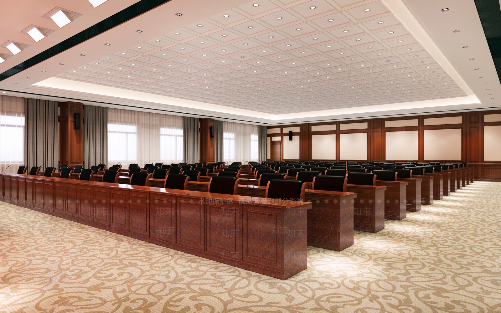 现代党建会议室3D模型下载【ID:1112370406】