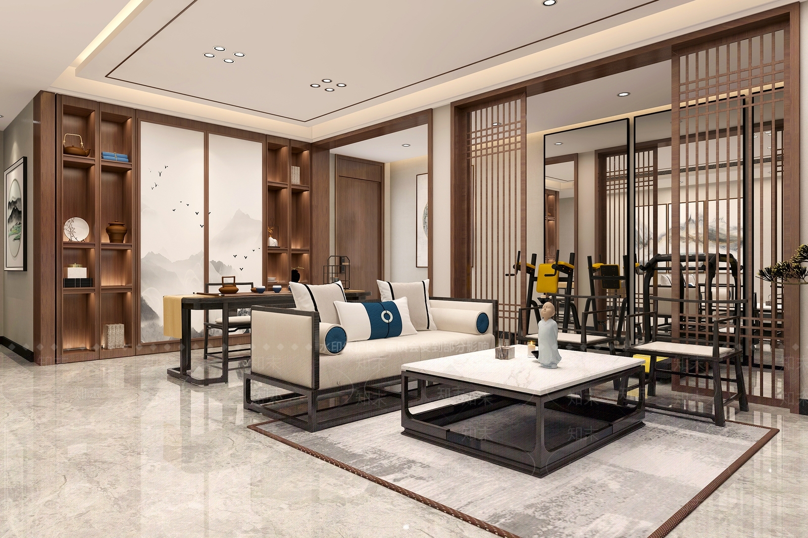 新中式家居影音室3D模型下载【ID:1112371237】