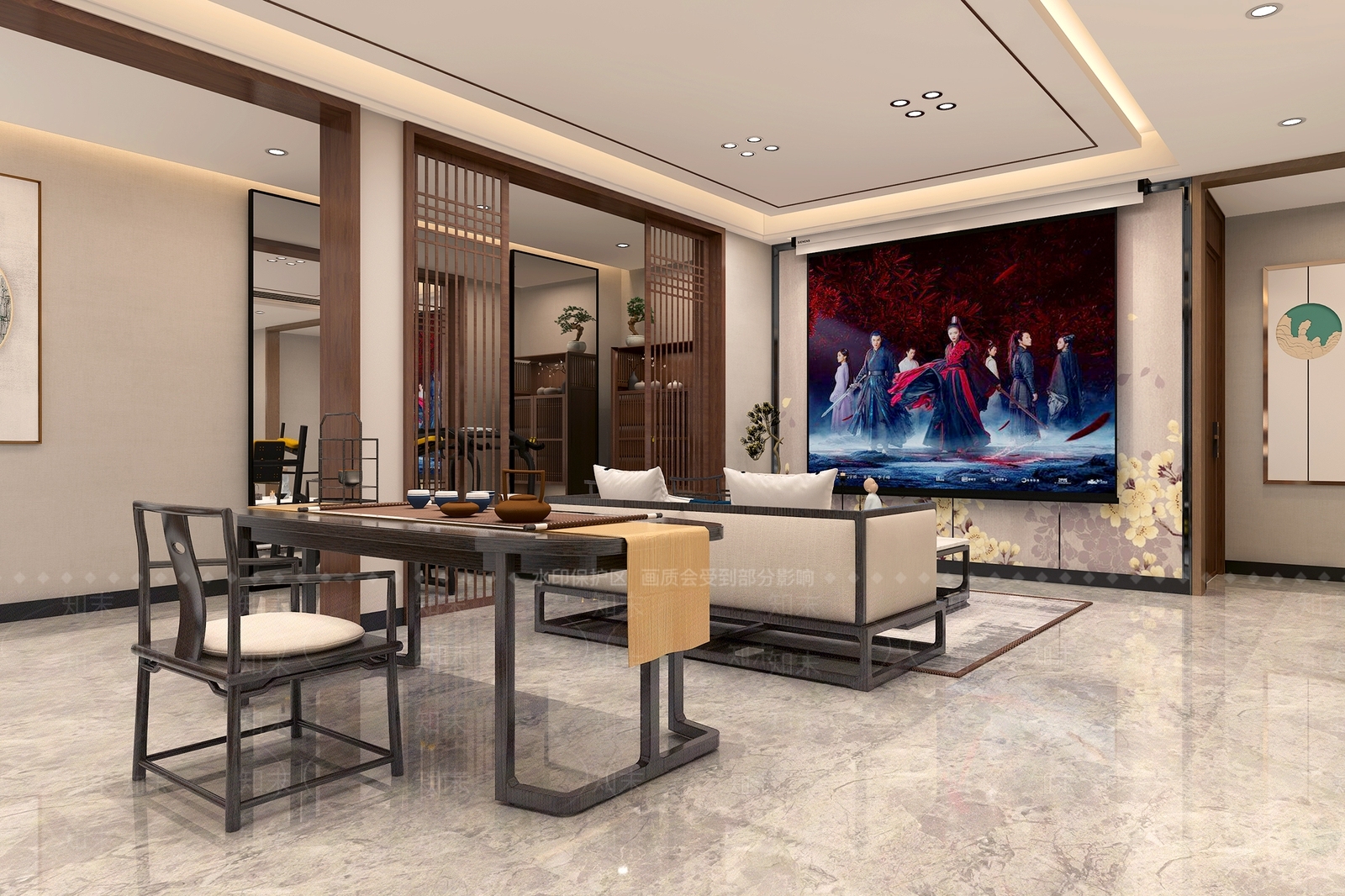 新中式家居影音室3D模型下载【ID:1112371237】