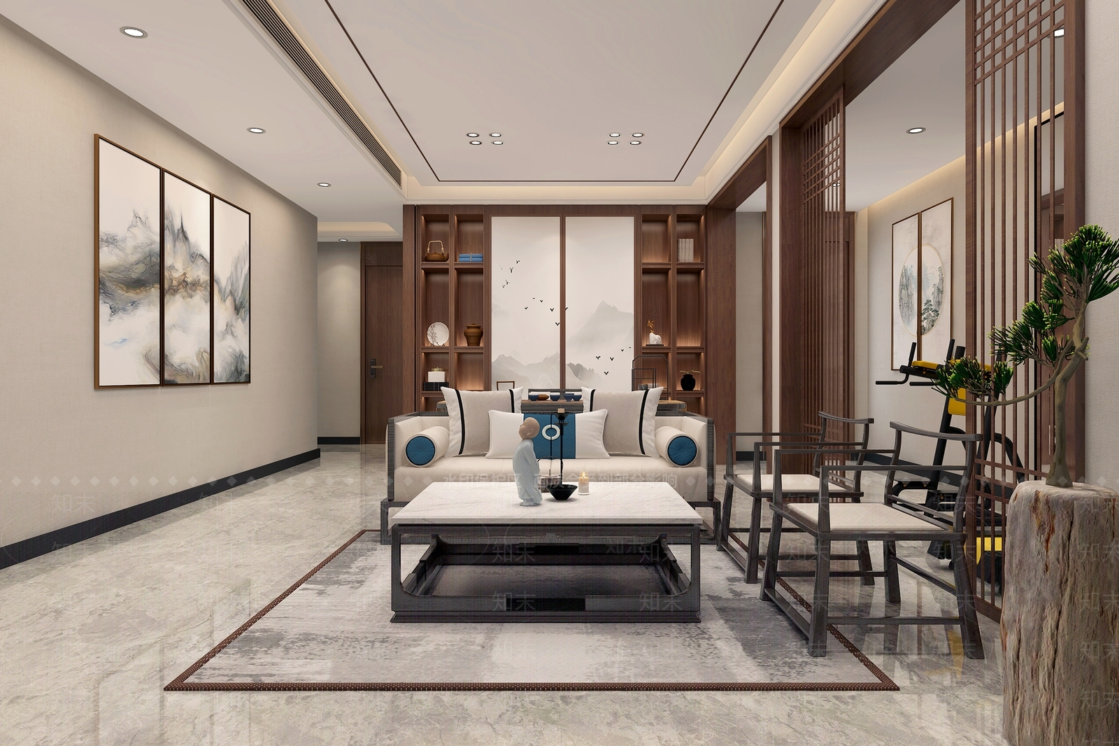 新中式家居影音室3D模型下载【ID:1112371237】