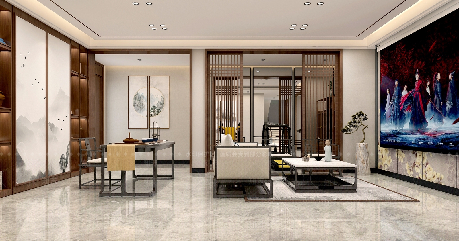 新中式家居影音室3D模型下载【ID:1112371237】