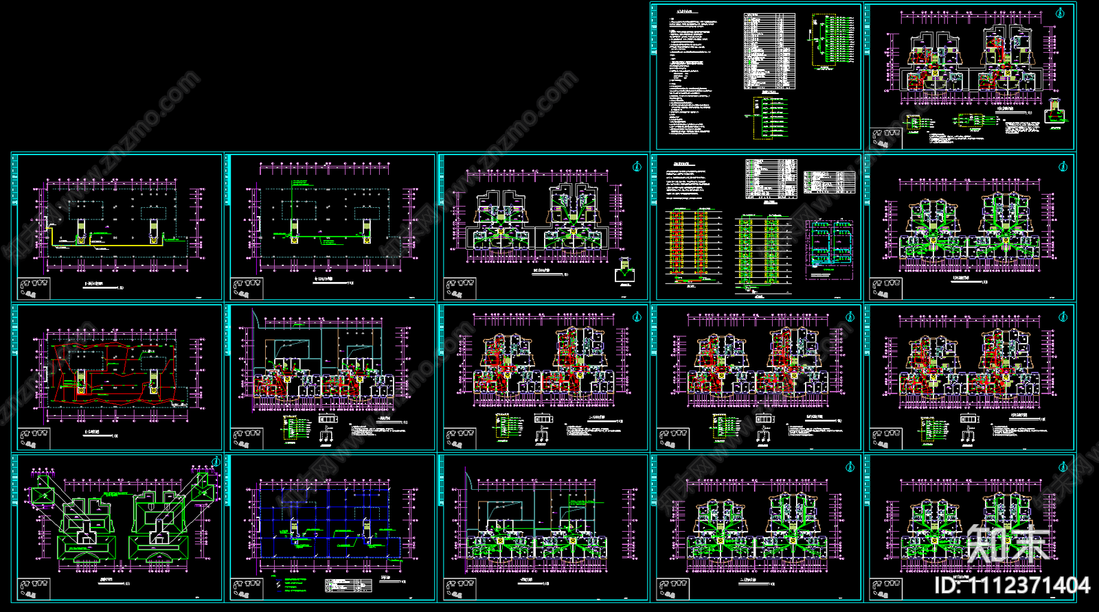 住宅楼电气CAD施工图下载【ID:1112371404】