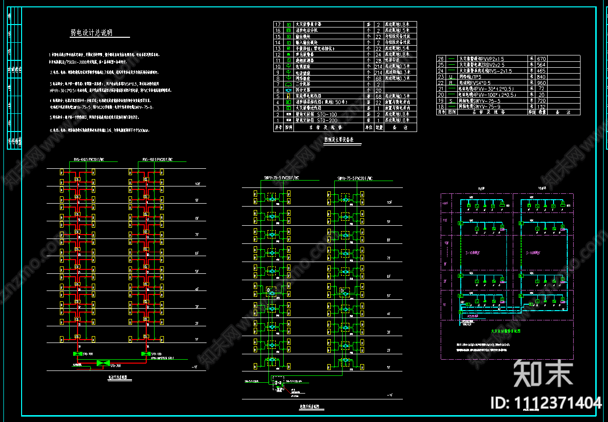 住宅楼电气CAD施工图下载【ID:1112371404】