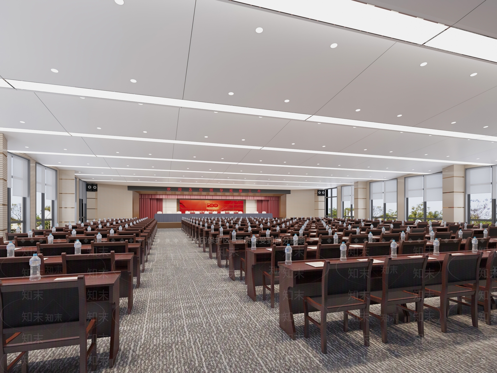 现代党建会议室3D模型下载【ID:1112379038】