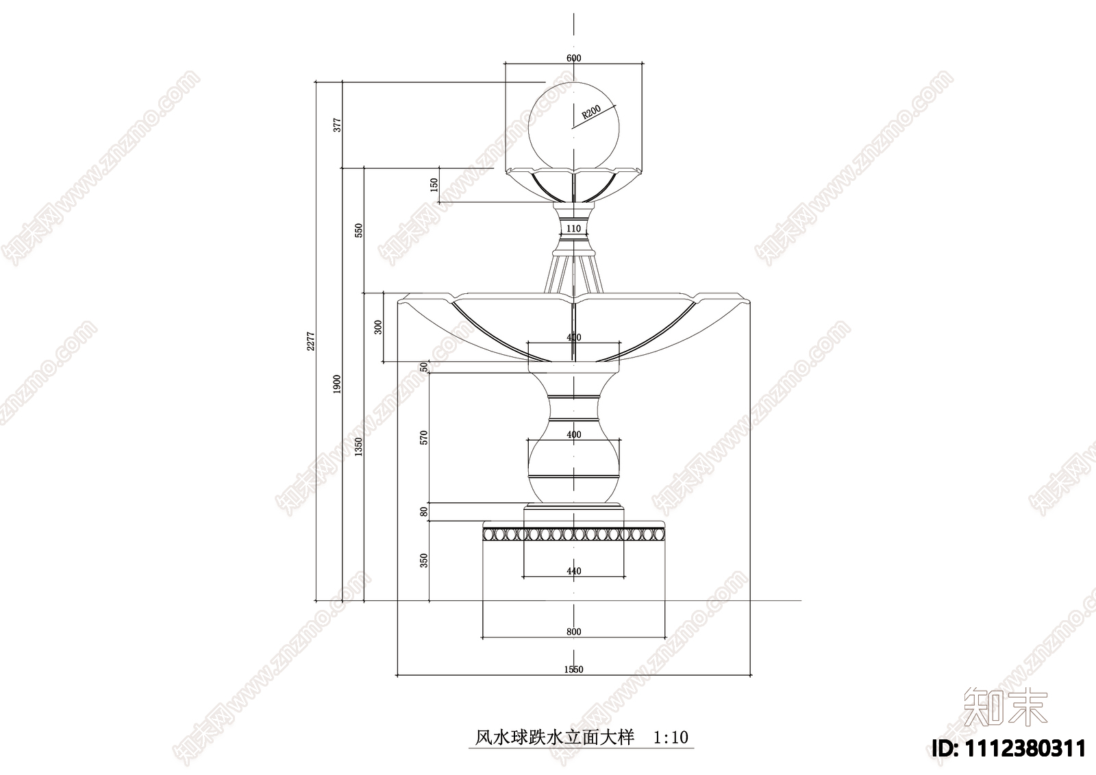 风水球及八卦铺装大样施工图下载【ID:1112380311】