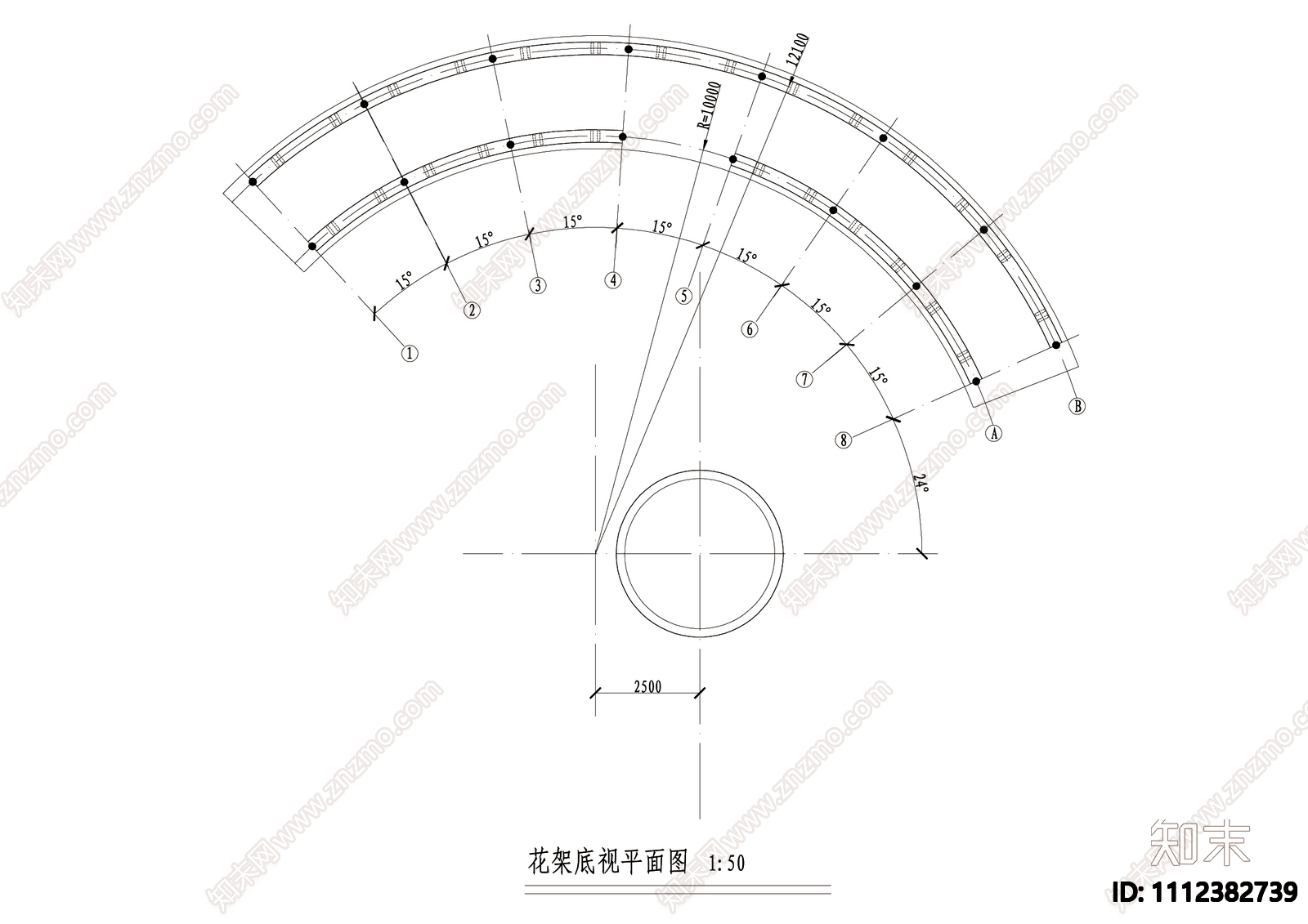 自制弧形花架含配筋大样施工图下载【ID:1112382739】