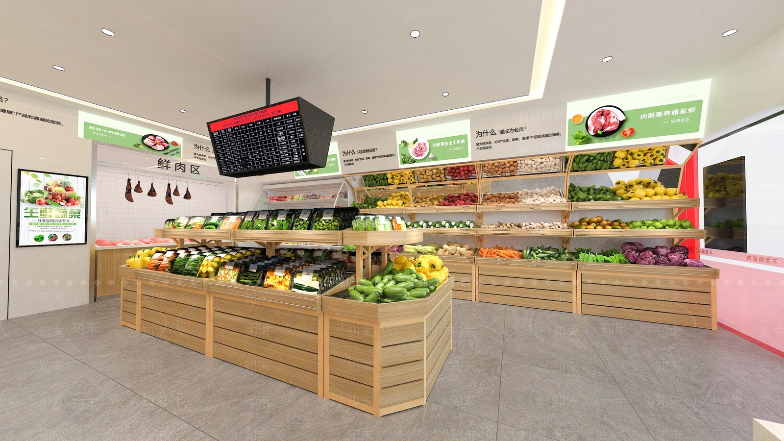 现代生鲜蔬果店3D模型下载【ID:1112389176】
