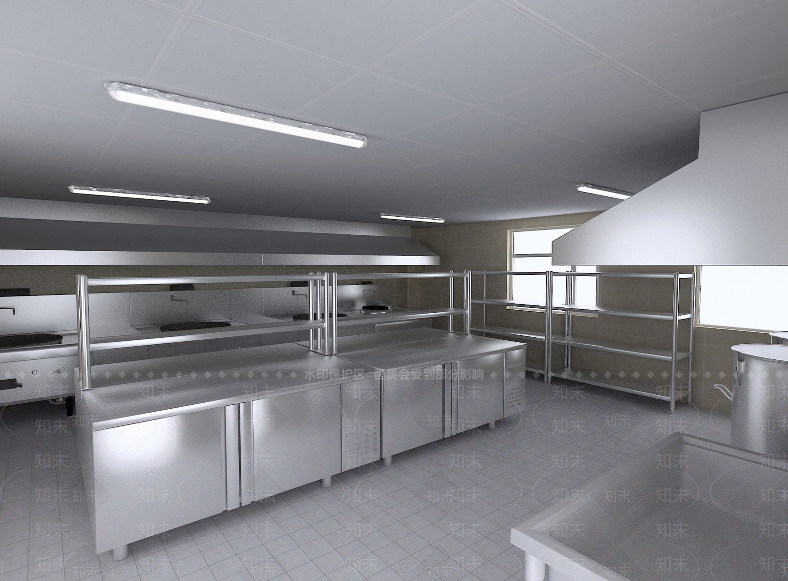 现代食堂后厨3D模型下载【ID:1112389813】