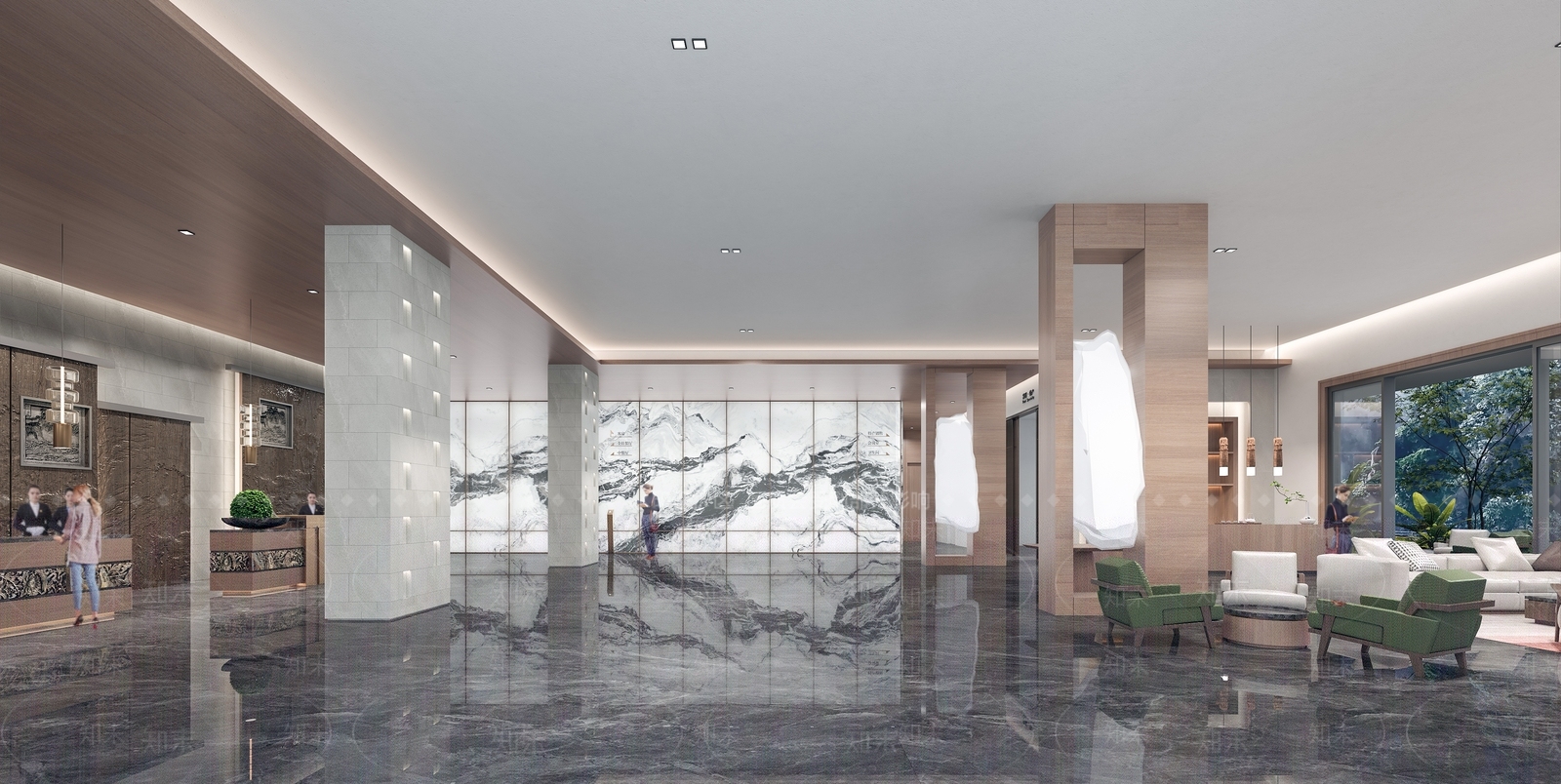 现代酒店大堂SU模型下载【ID:1112392215】