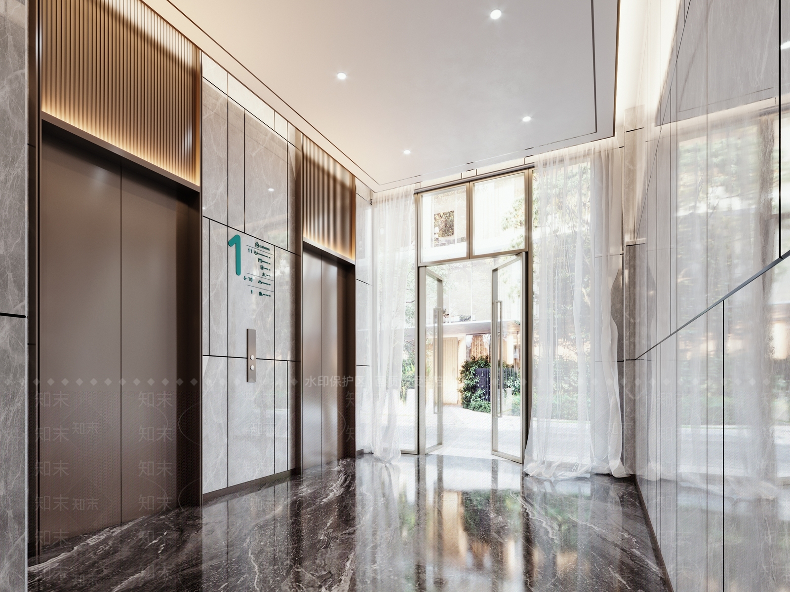 现代电梯间3D模型下载【ID:1112396284】