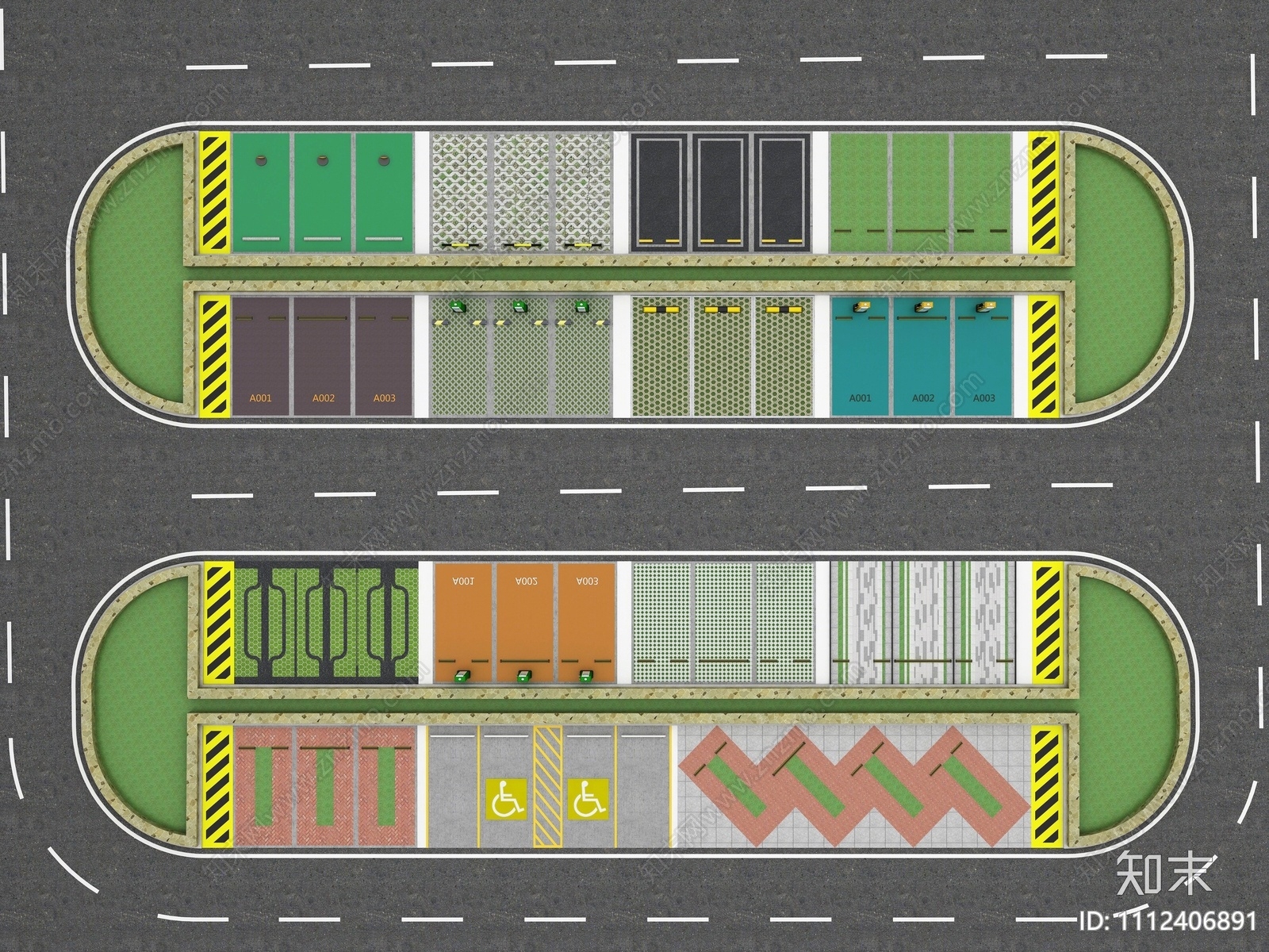 现代户外停车场3D模型下载【ID:1112406891】