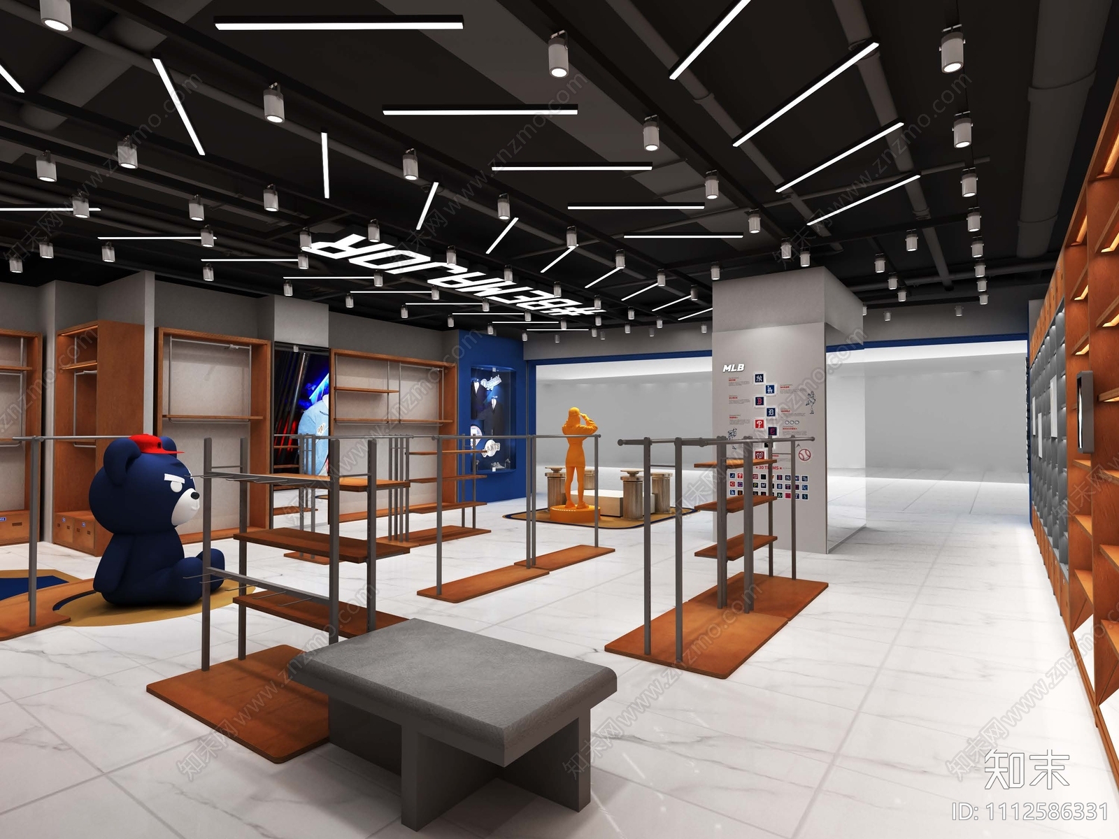 MLB成都专卖店国金店施工图效果图cad施工图下载【ID:1112586331】